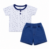 Boys Letter Print T Shirt with Denim Shorts Set | Little Darling