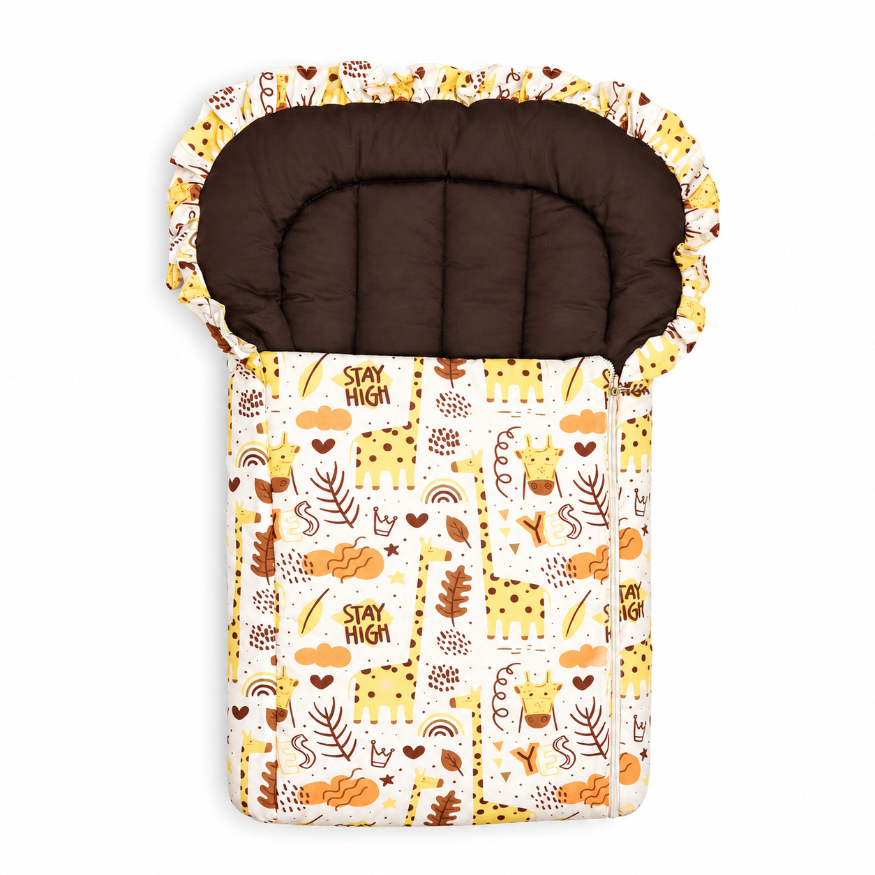 Premium Baby Carry Nest Giraffe Safari Print with Soft Brown Cushion