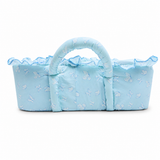 Infant Moses Basket with Butterfly Print & Frill Blue