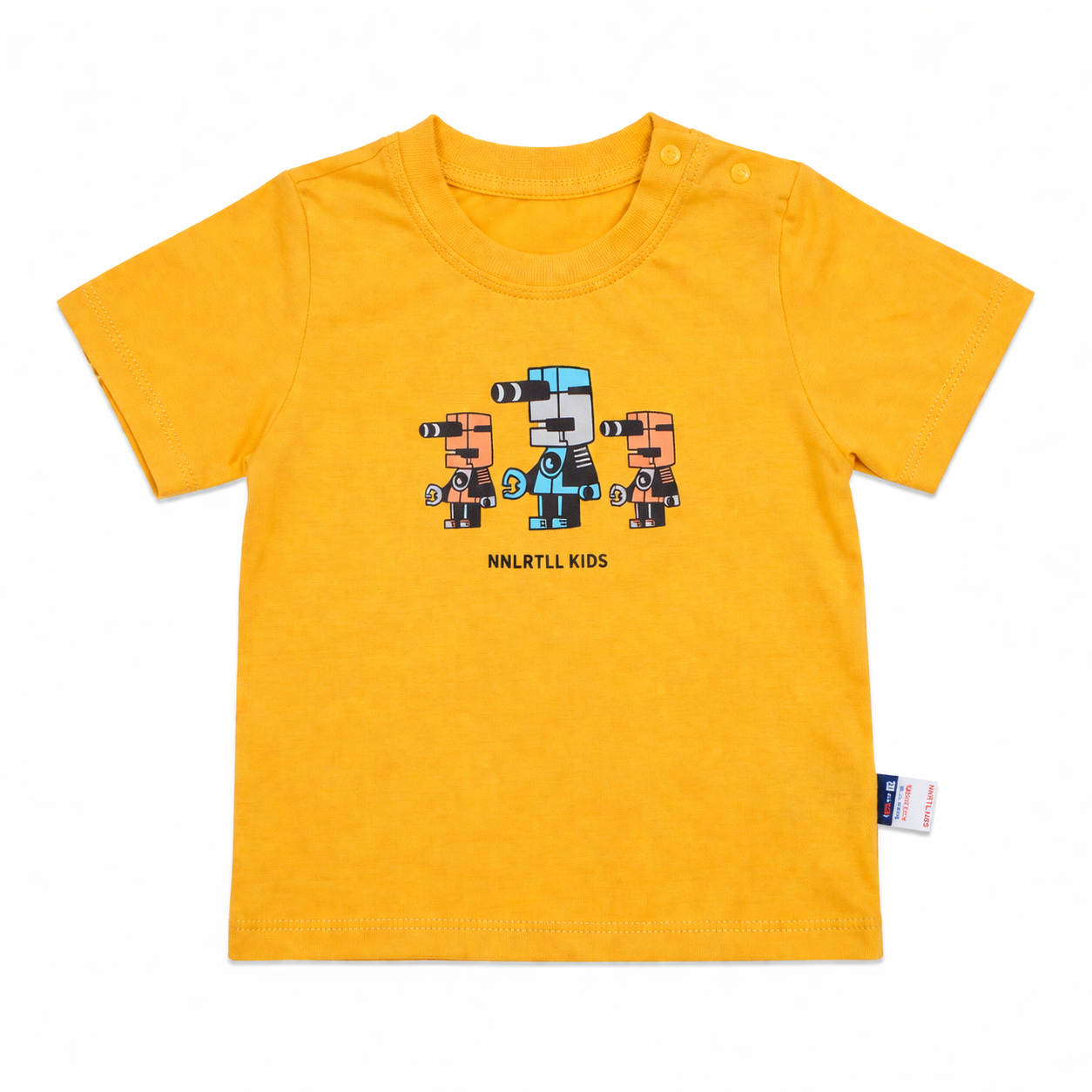 Yellow Robot Print Baby Boys Cotton T-Shirt