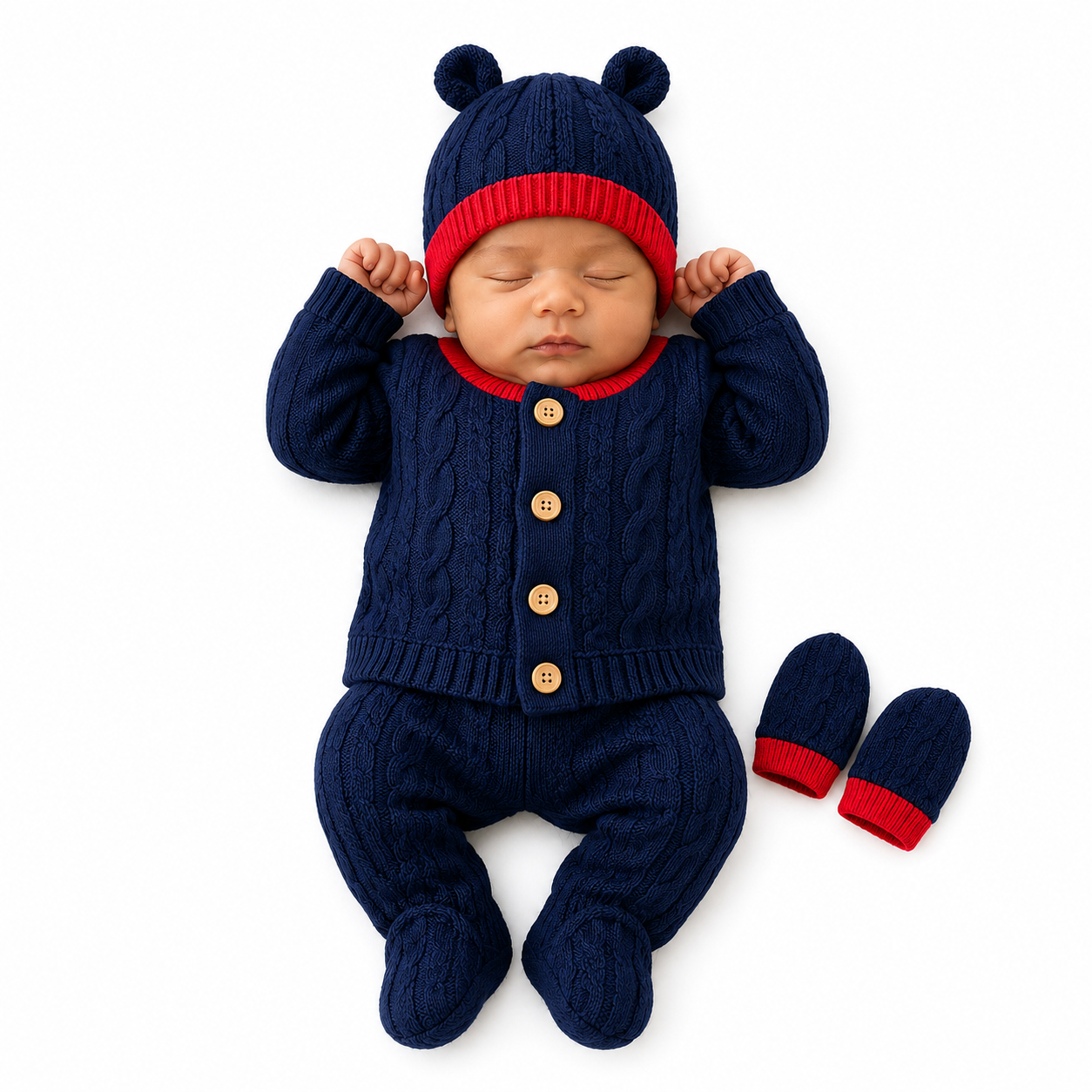 4 Pcs Knitted Gift Set Navy Blue by Little Darling