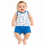 Baby Sando Suit 2 Pcs Floral Print Blue | Little Darling
