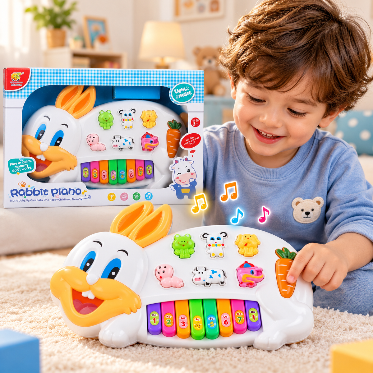 Rabbit Piano Musical Toy with Lights & Sounds