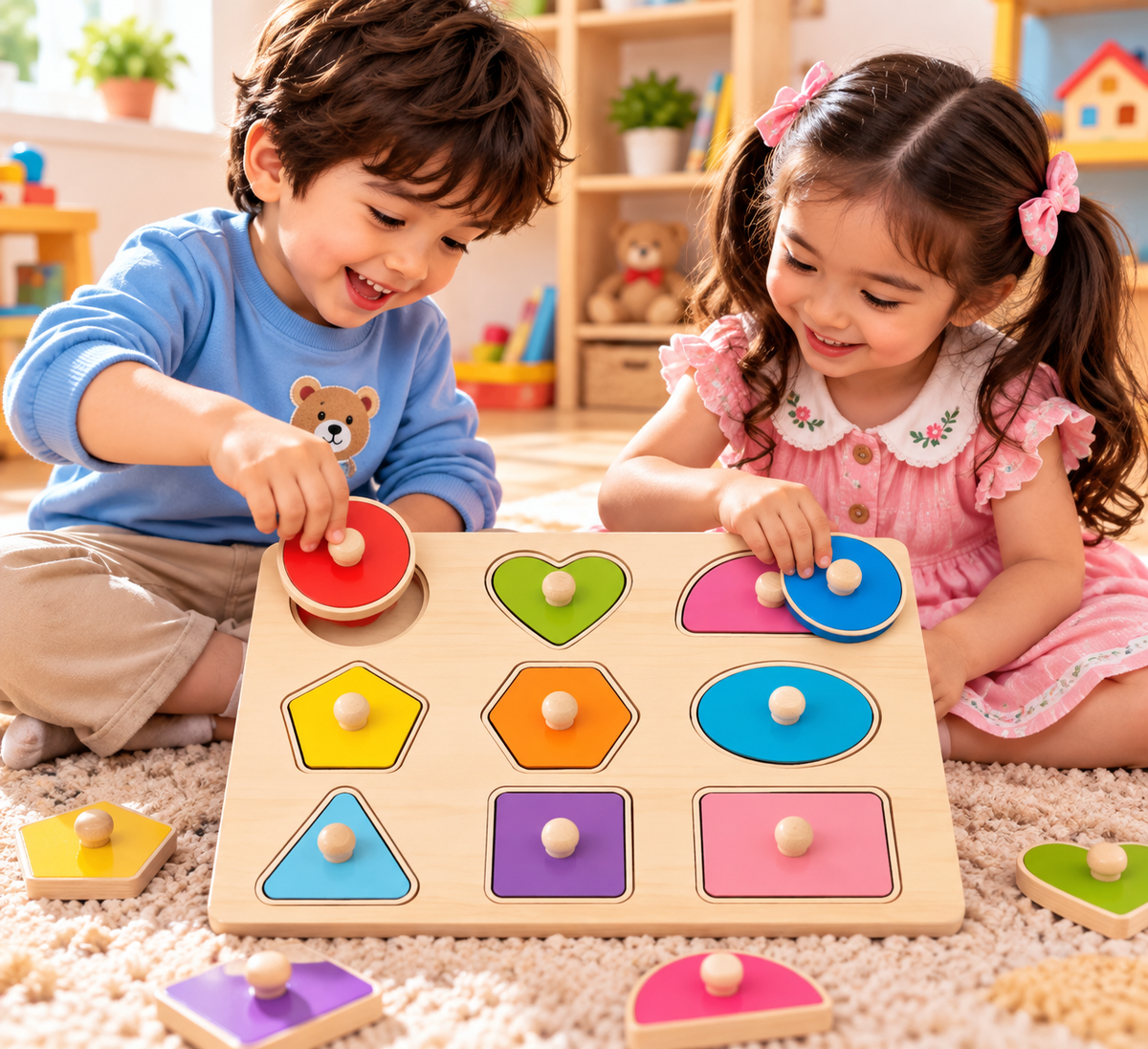 Wooden Shape Sorting Puzzle Board for Kids
