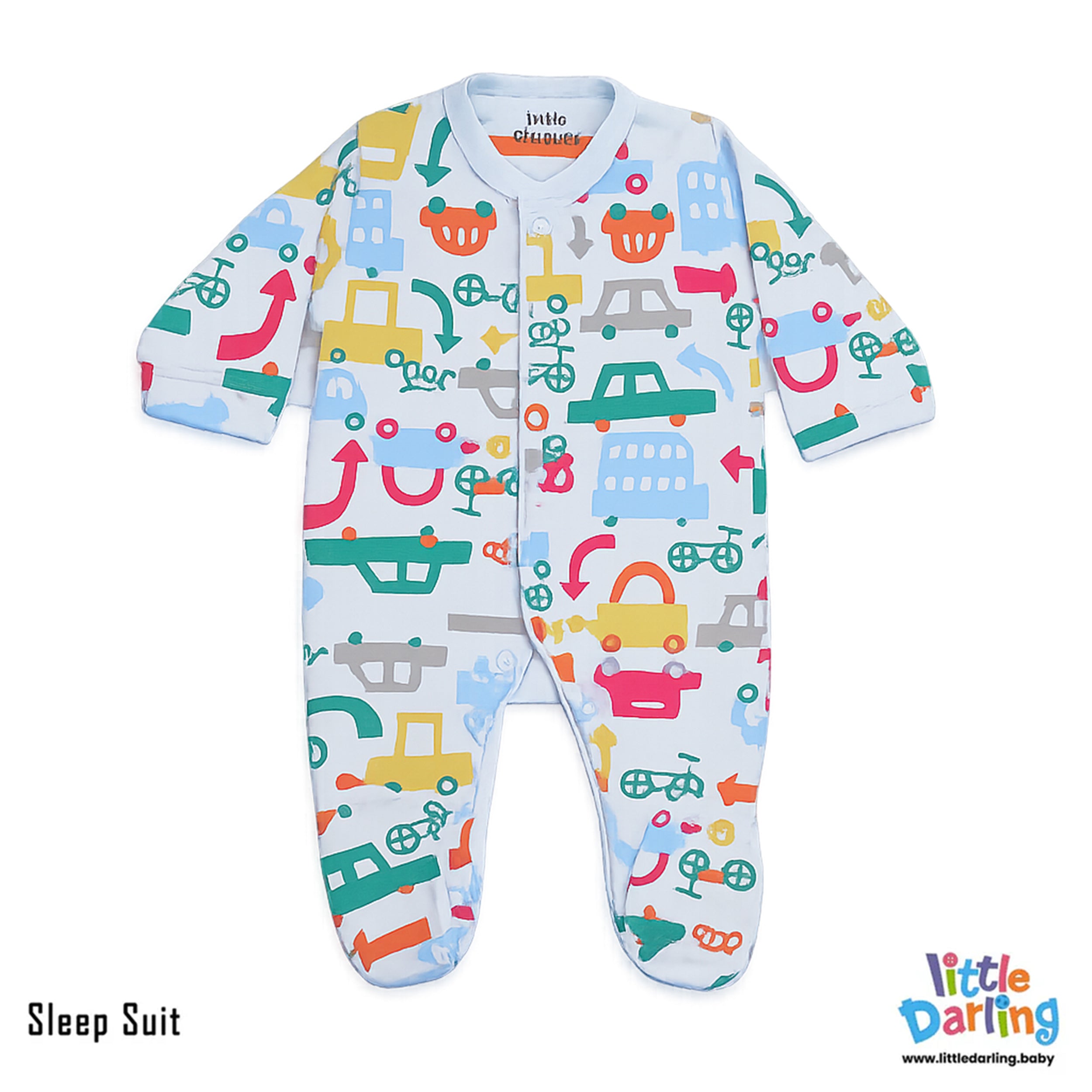 8 Pcs Newborn Baby Gift Set Blue Car Print by Little Darling