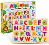 Wooden Alphabet Animal Puzzle Board for Kids