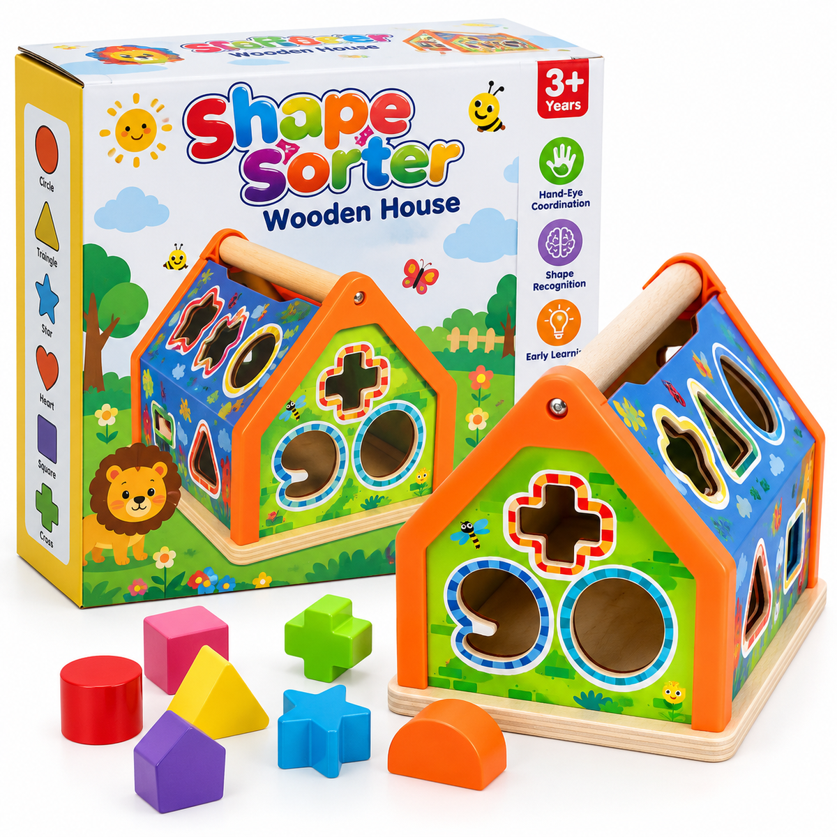 Wooden Shape Sorting House Toy for Kids