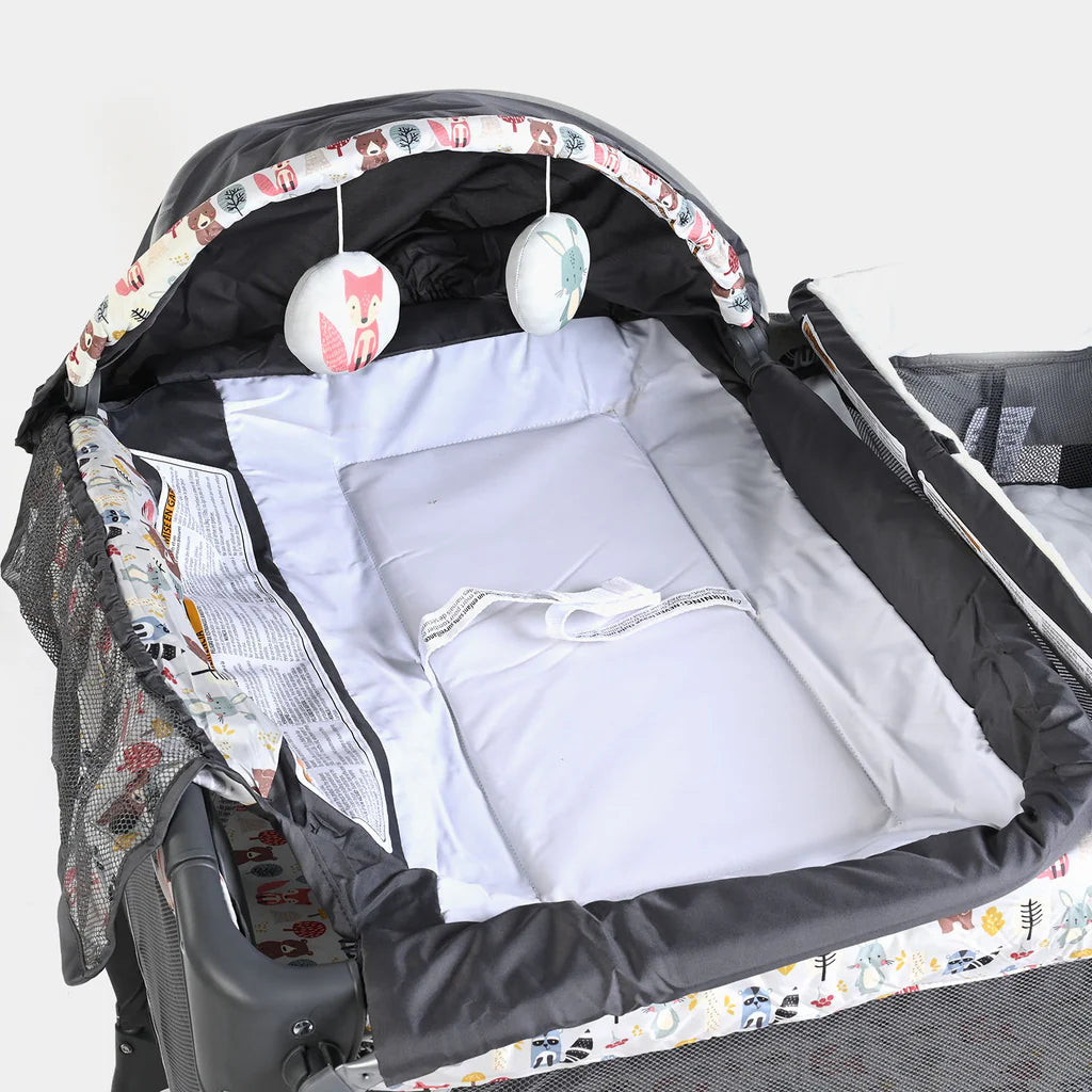 Baby Play Pen with Bassinet and Protective Canopy