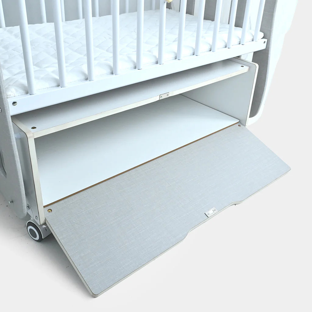 Premium Wooden Baby Cot with Canopy & Storage Drawer