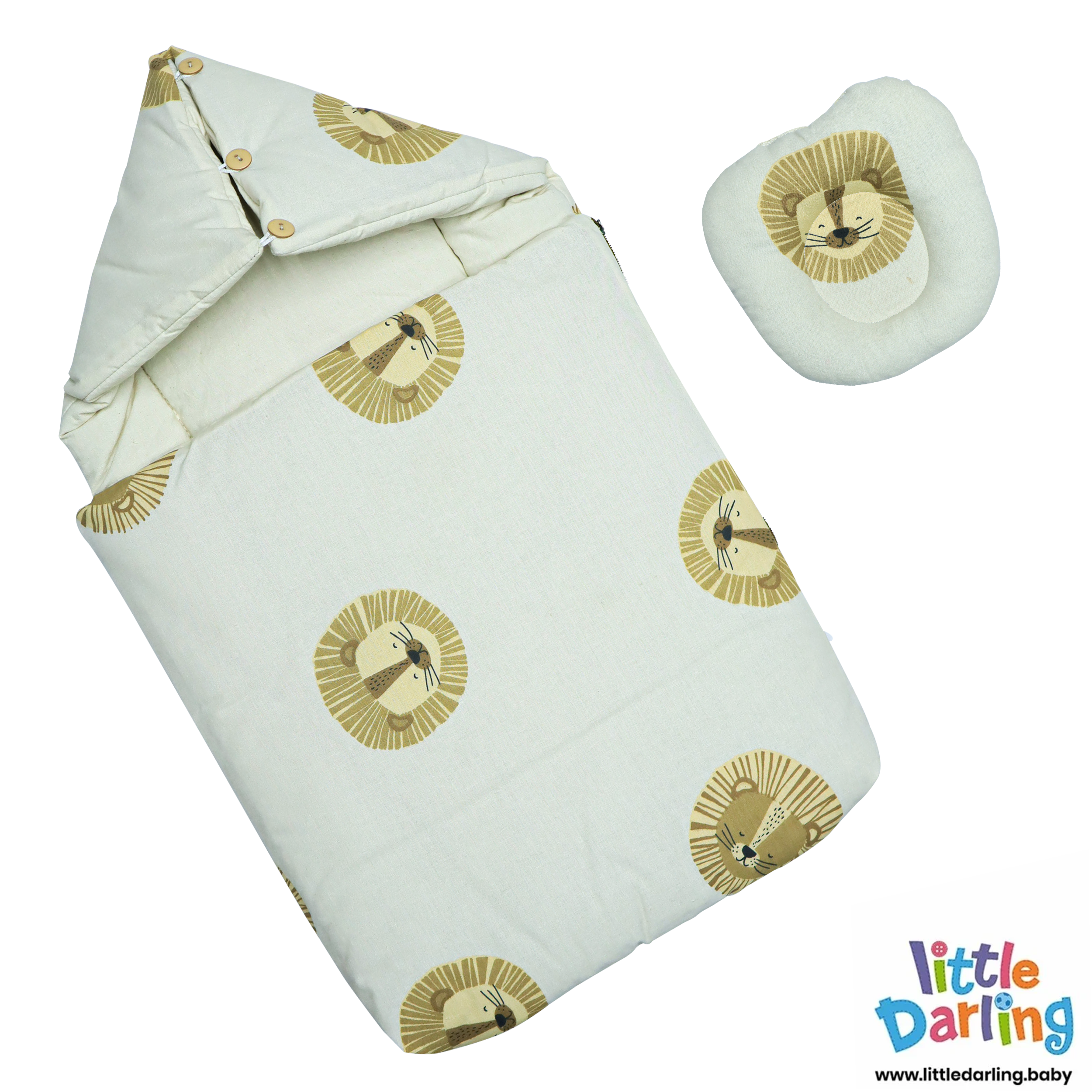 Baby Carry Nest Hooded Cute Lion Print by Little Darling