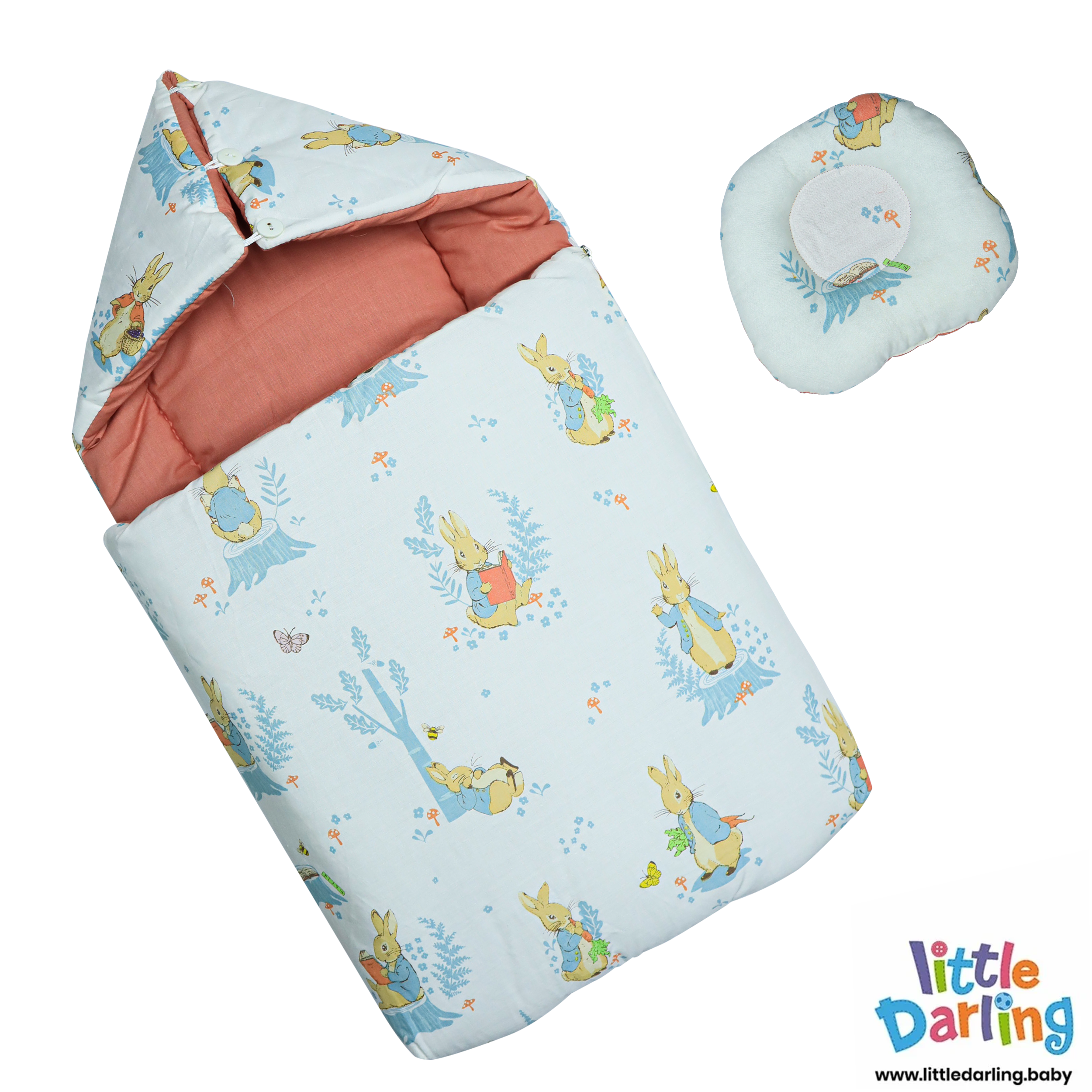 Baby Carry nest Hooded Bunny Print by Little Darling