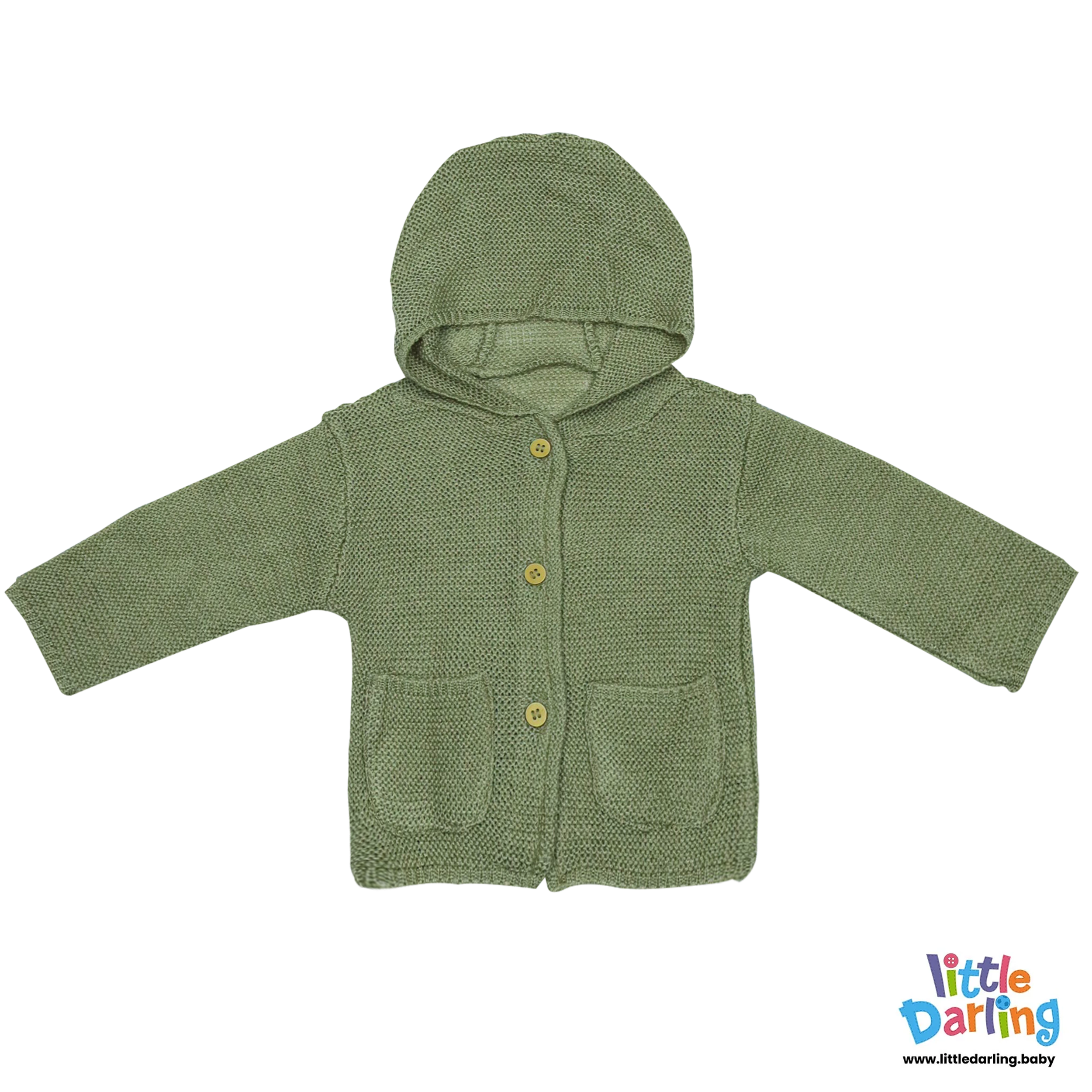 Hooded Jacket Olive Green Color by Little Darling