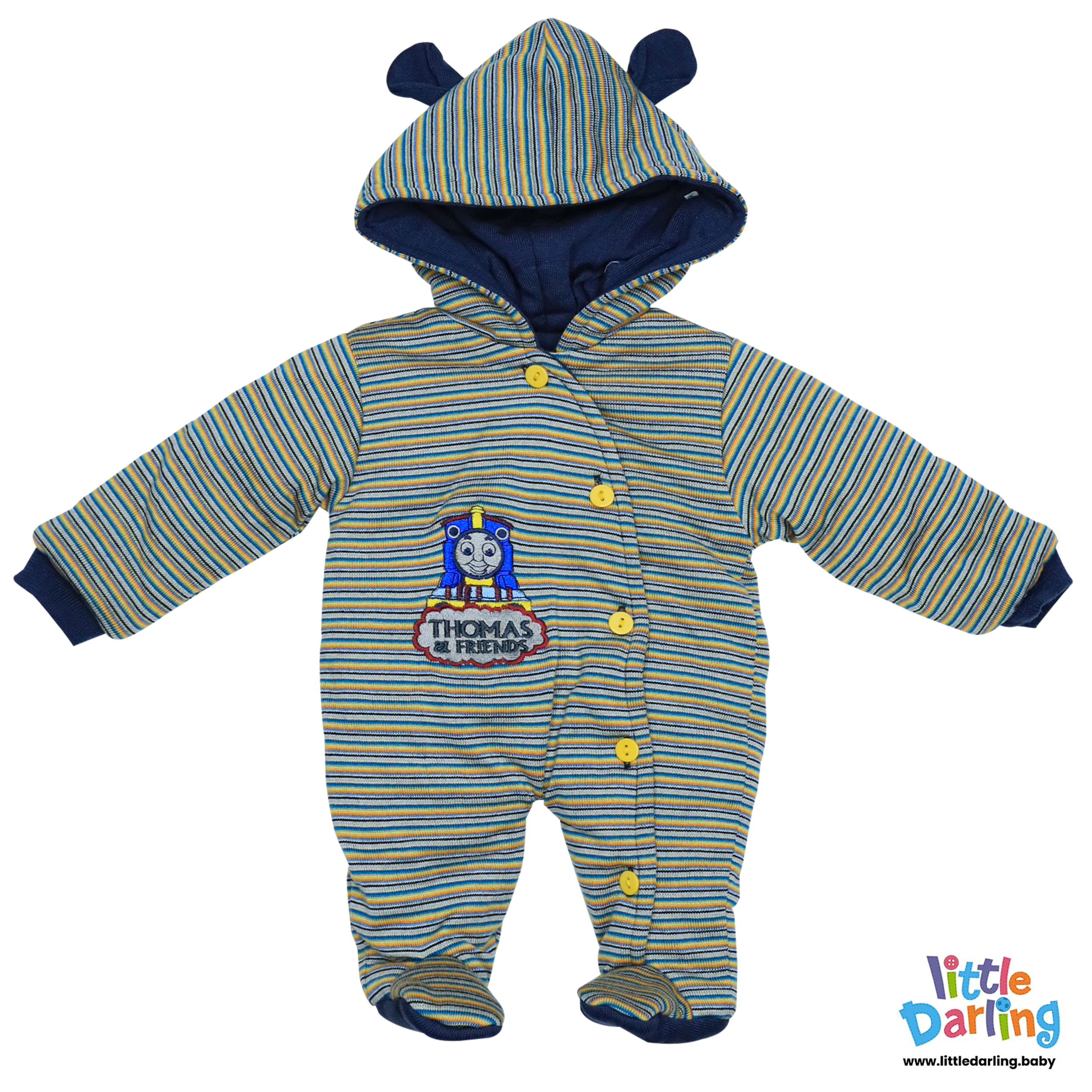 Hooded Woolen Romper Thomas & Friend Embroidery by Little Darling