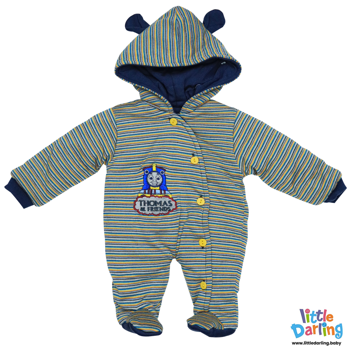 Hooded Woolen Romper Thomas & Friend Embroidery | Little Darling Price in Pakistan