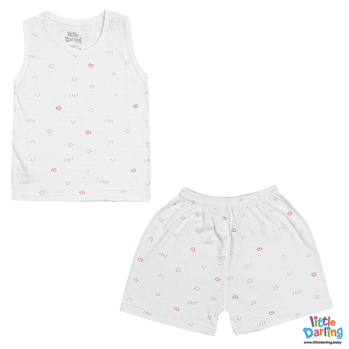 Baby Sando Suit Heart & Star Print | Little Darling Price in Pakistan