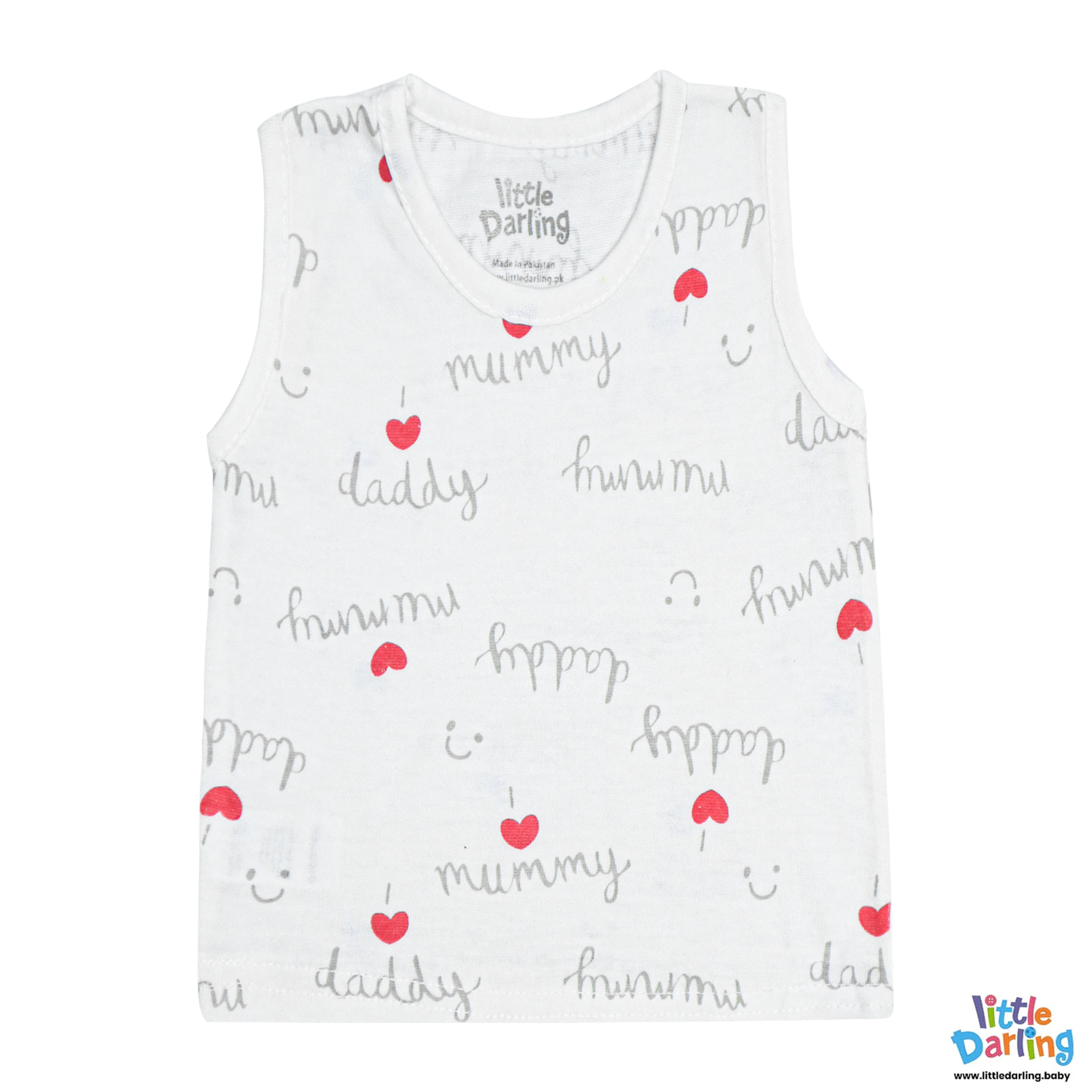 Baby Sando Suit I Love Mummy Daddy Print by Little Darling