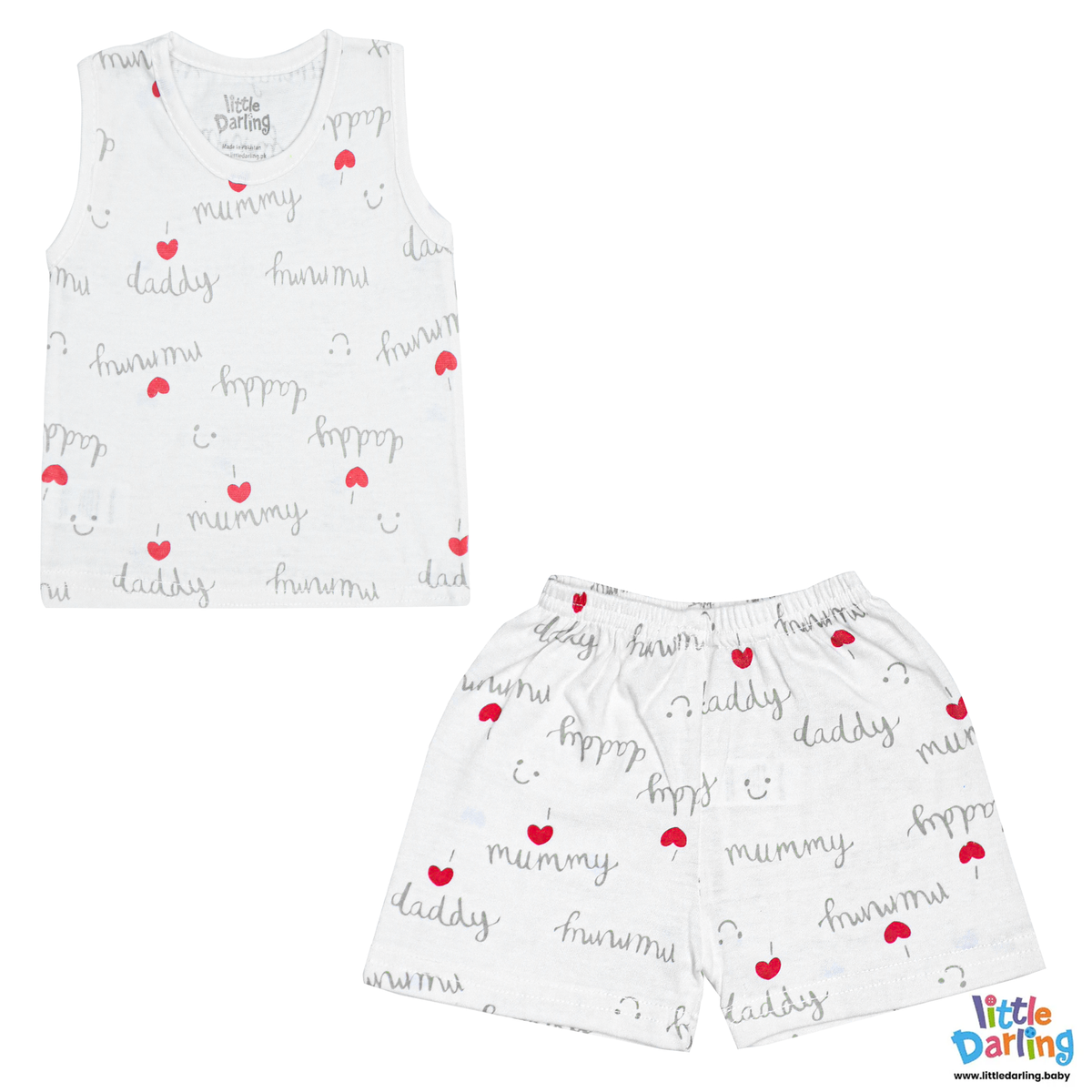 Baby Sando Suit I Love Mummy Daddy Print | Little Darling Price in Pakistan