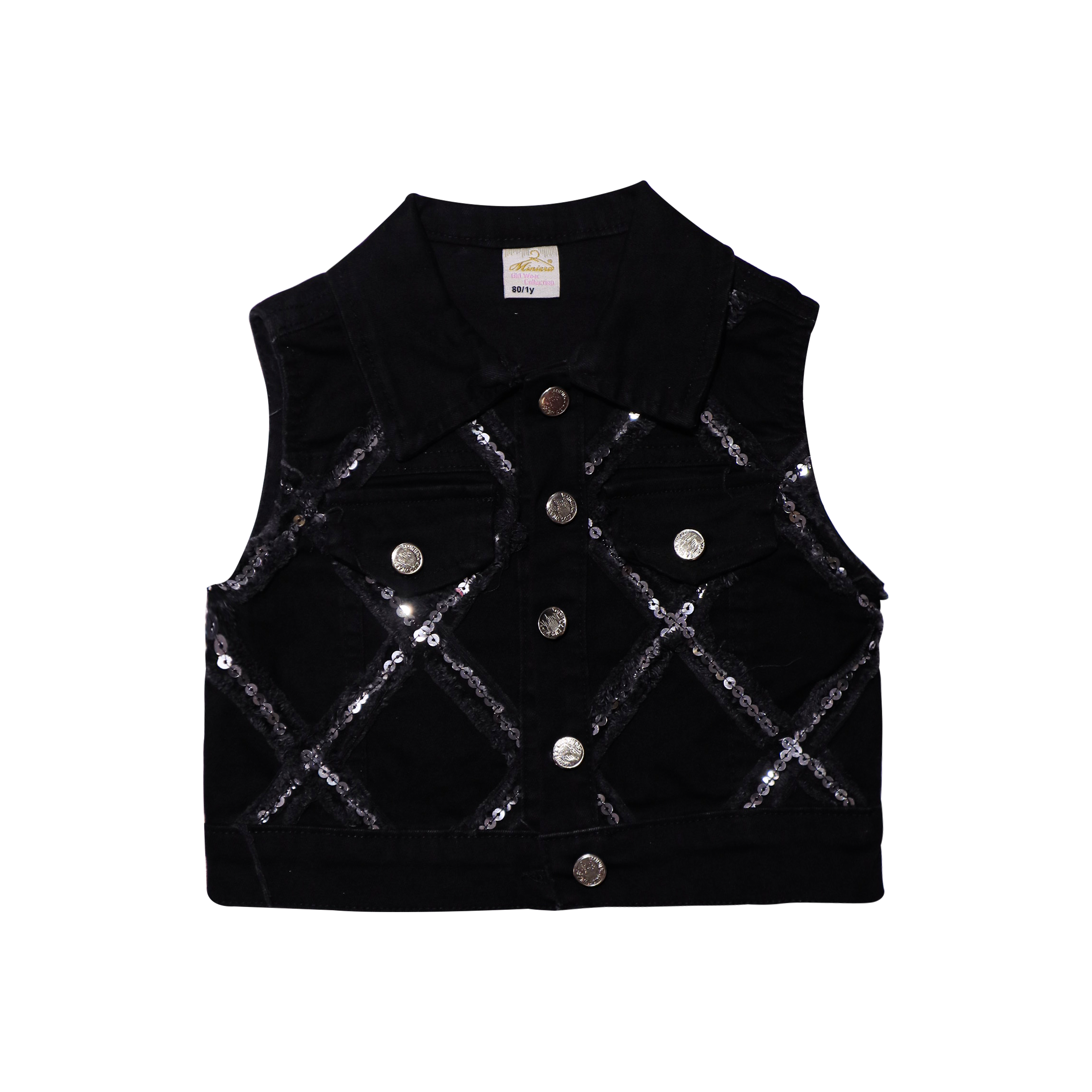 Kids Stylish 3-Piece Outfit – White Top & Black Sequin Set