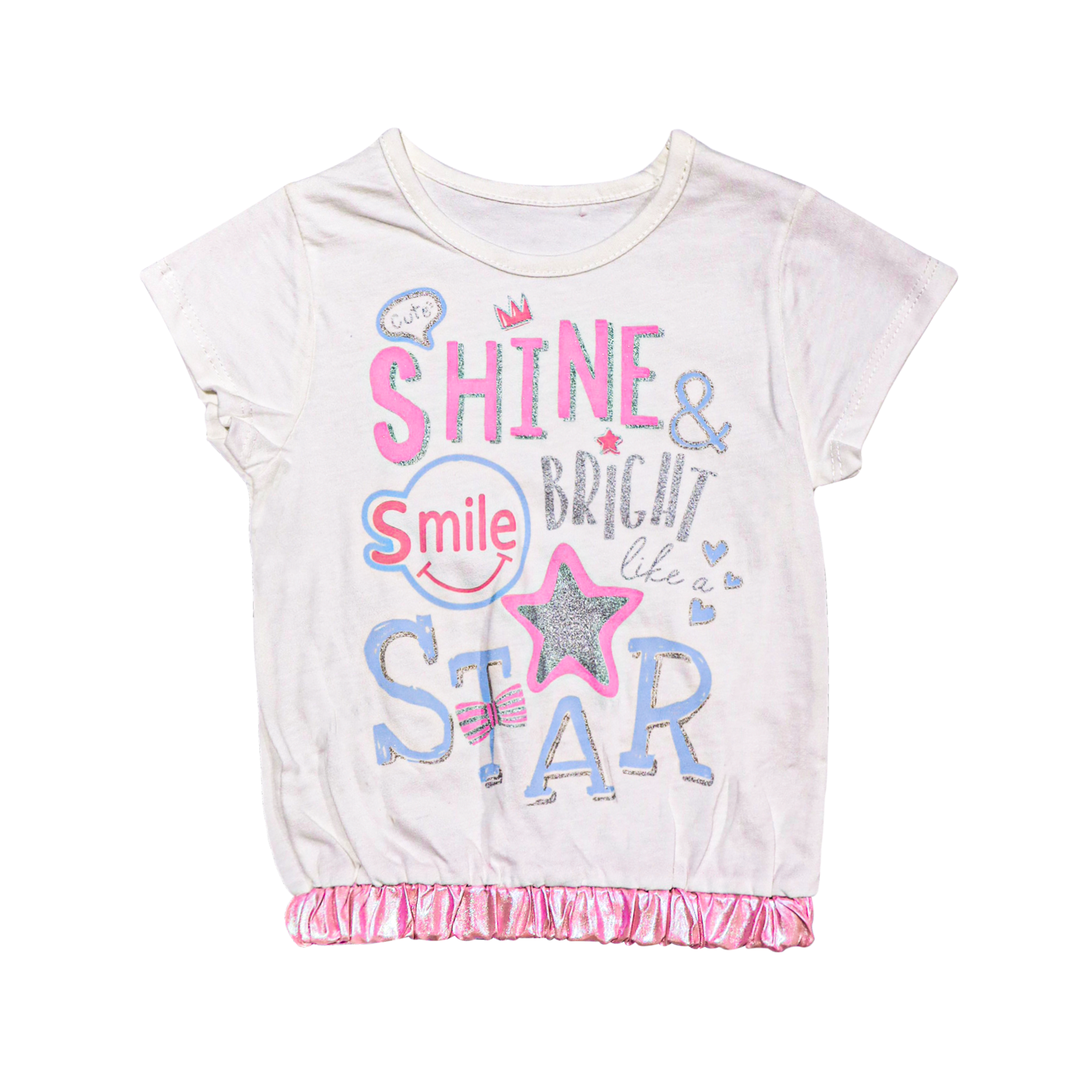 Kids Stylish 3-Piece Outfit – White Top & Blue Sequin Set