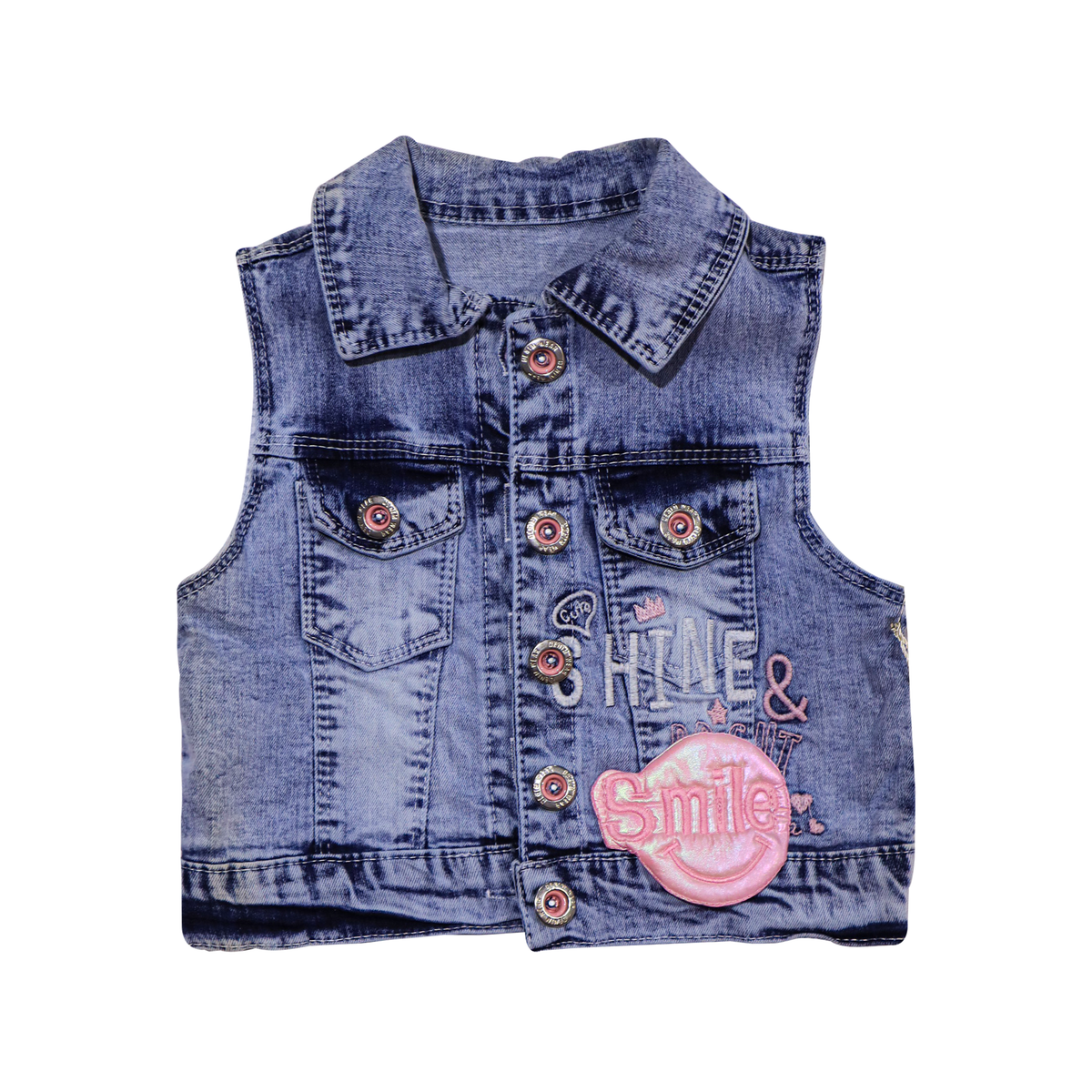 Kids Stylish 3-Piece Outfit – White Top & Blue Sequin Set