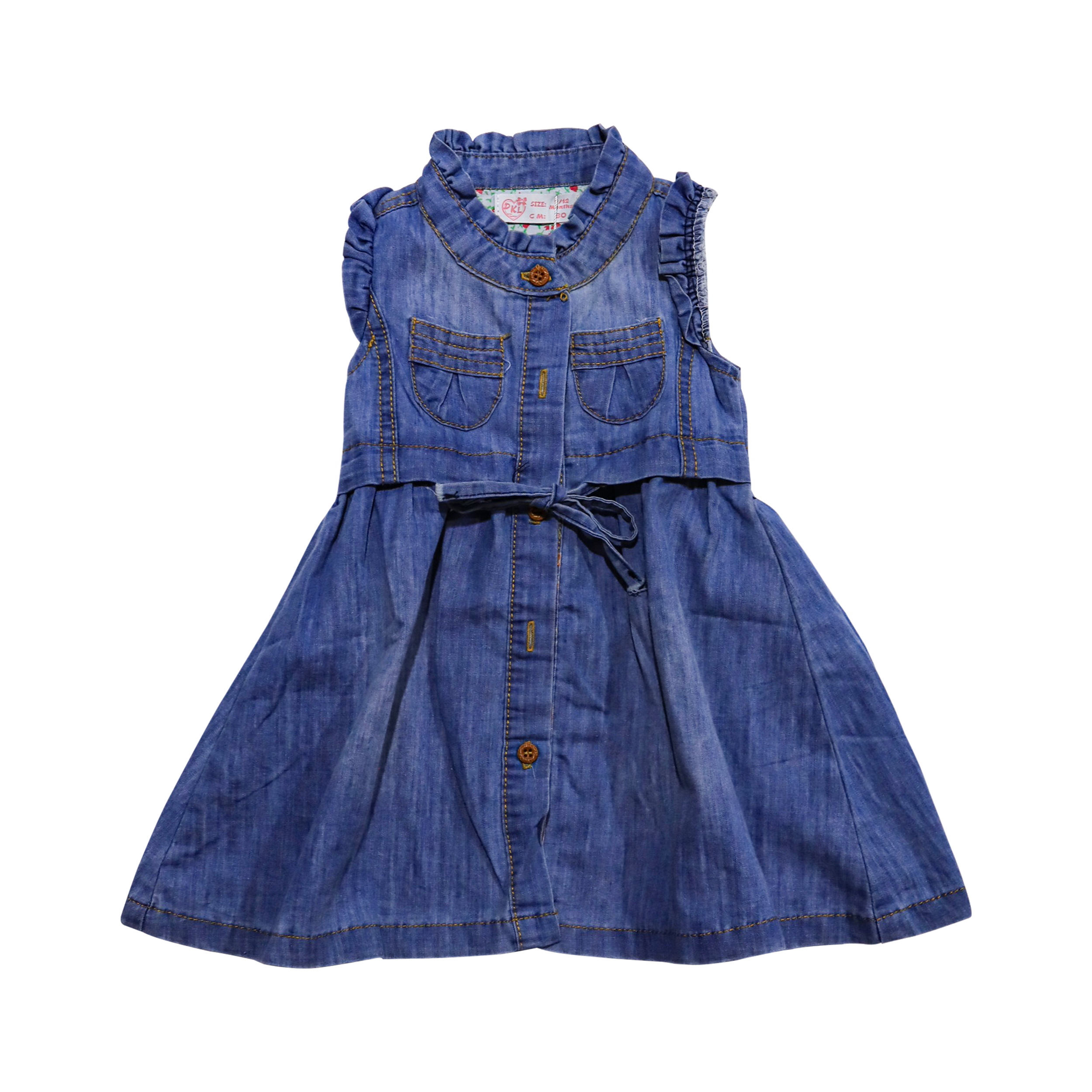 Denim Girls Style Frock Sleeveless Button Down