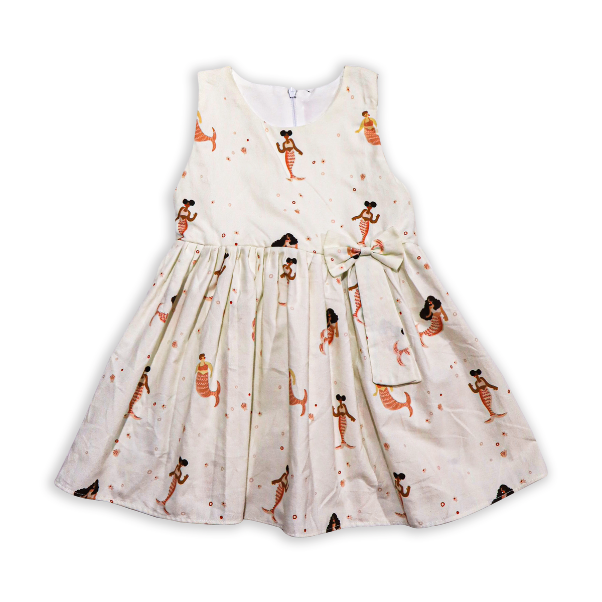 Cotton Girls Frock Mermaid Print With Bow Price in Pakistan