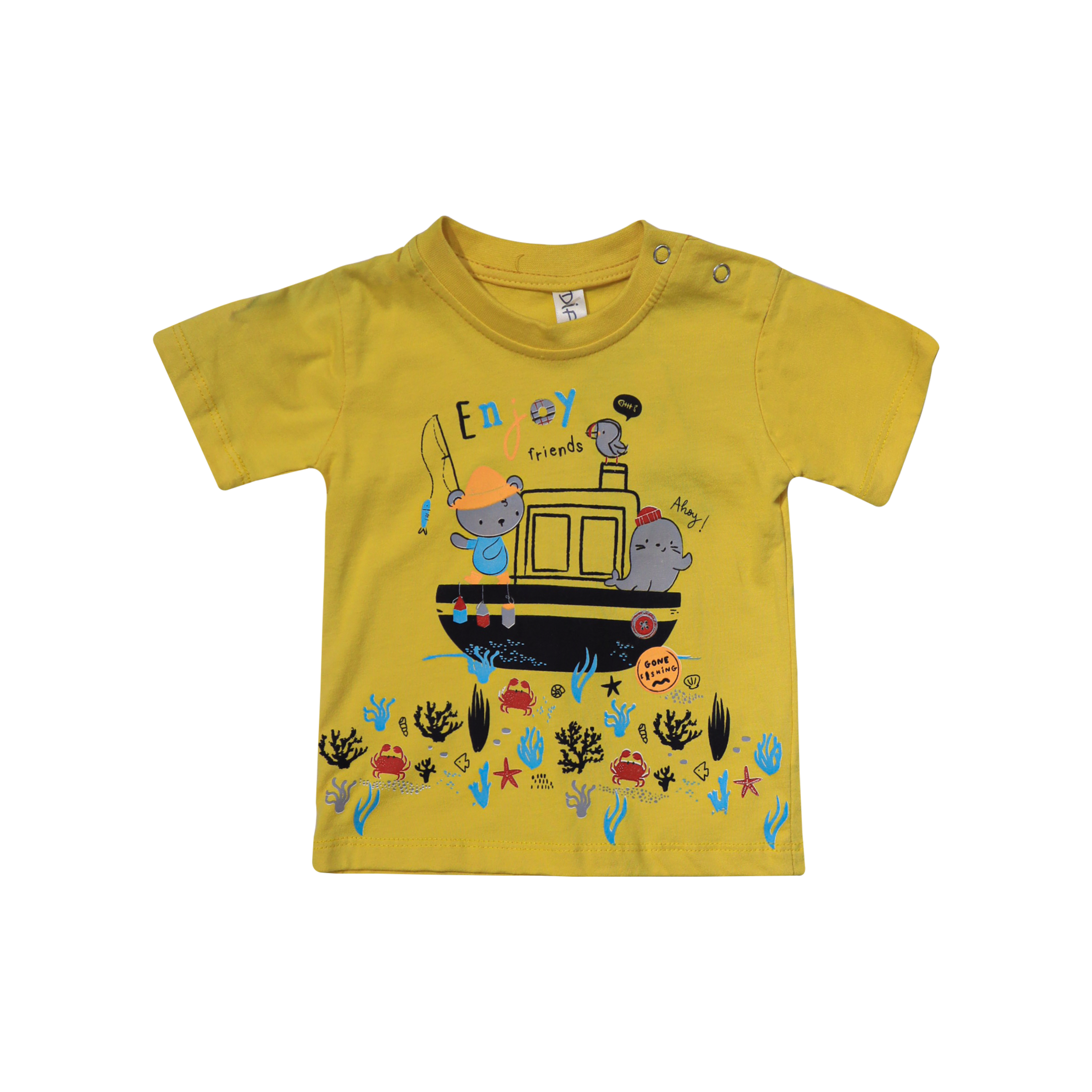 Kids T-Shirt Yellow Color Boat Print by Little Darling