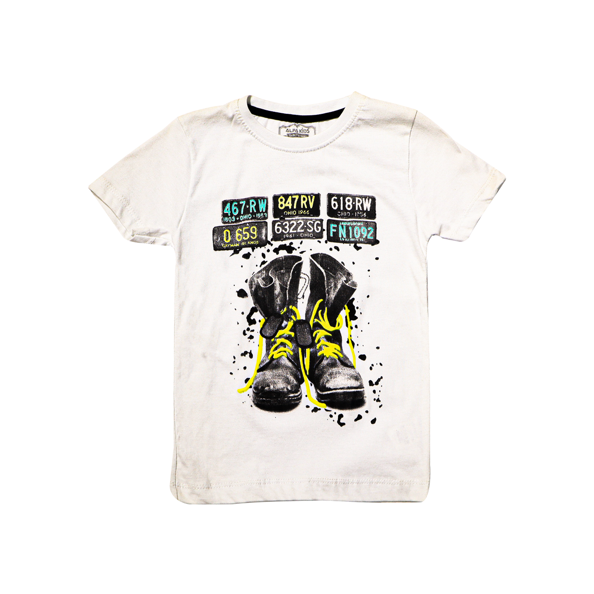Kids T-Shirt White Color Shoes Print | Little Darling Price in Pakistan