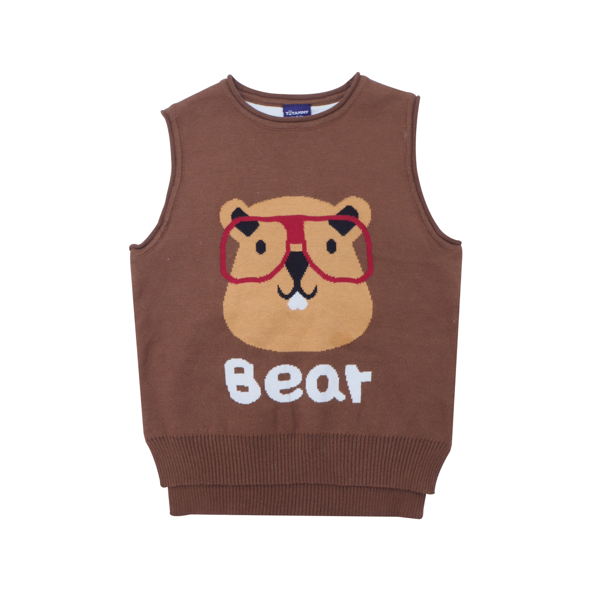 Sweater Round Neck Sleeveless Bear Brown Color | Little Darling Price in Pakistan