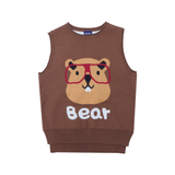 Sweater Round Neck Sleeveless Bear Brown Color | Little Darling
