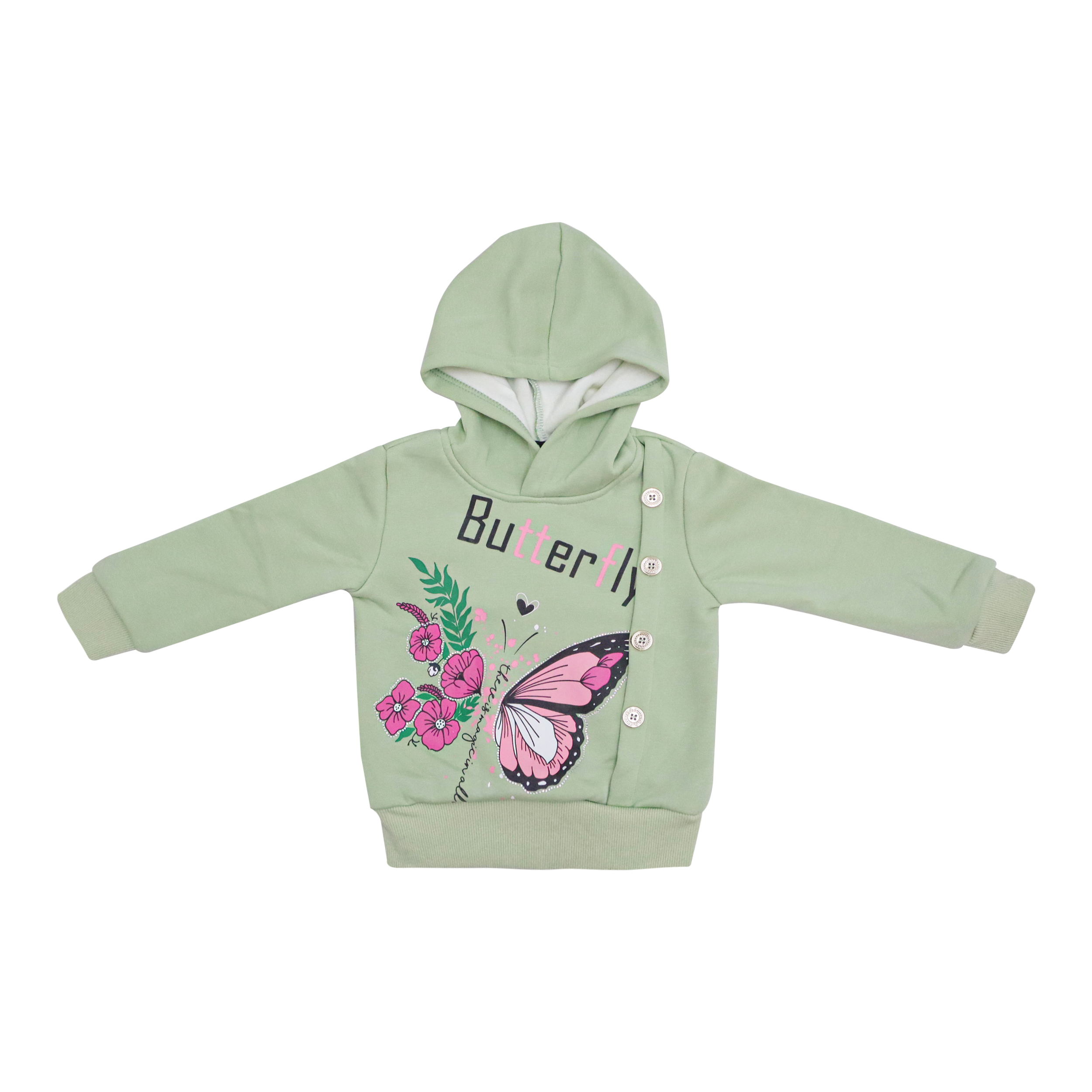 Girls Hoodie Suit Butter Fly Print