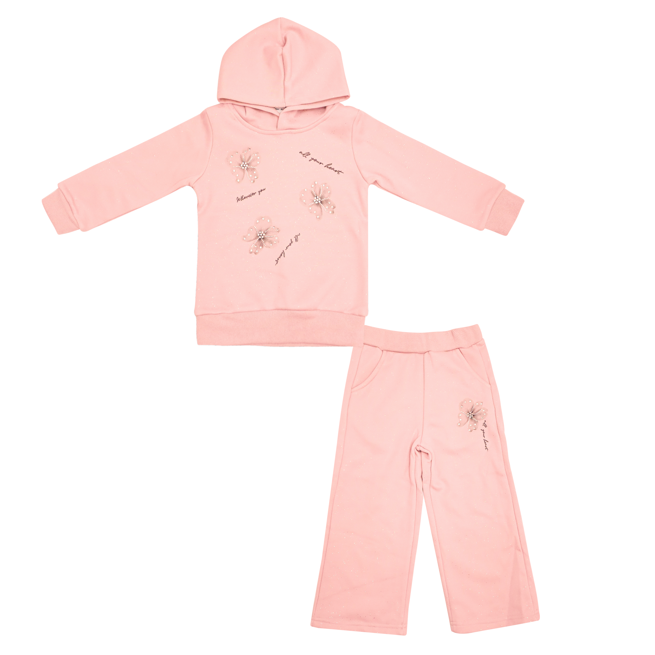 Girls Hoodie Suit Flower Print