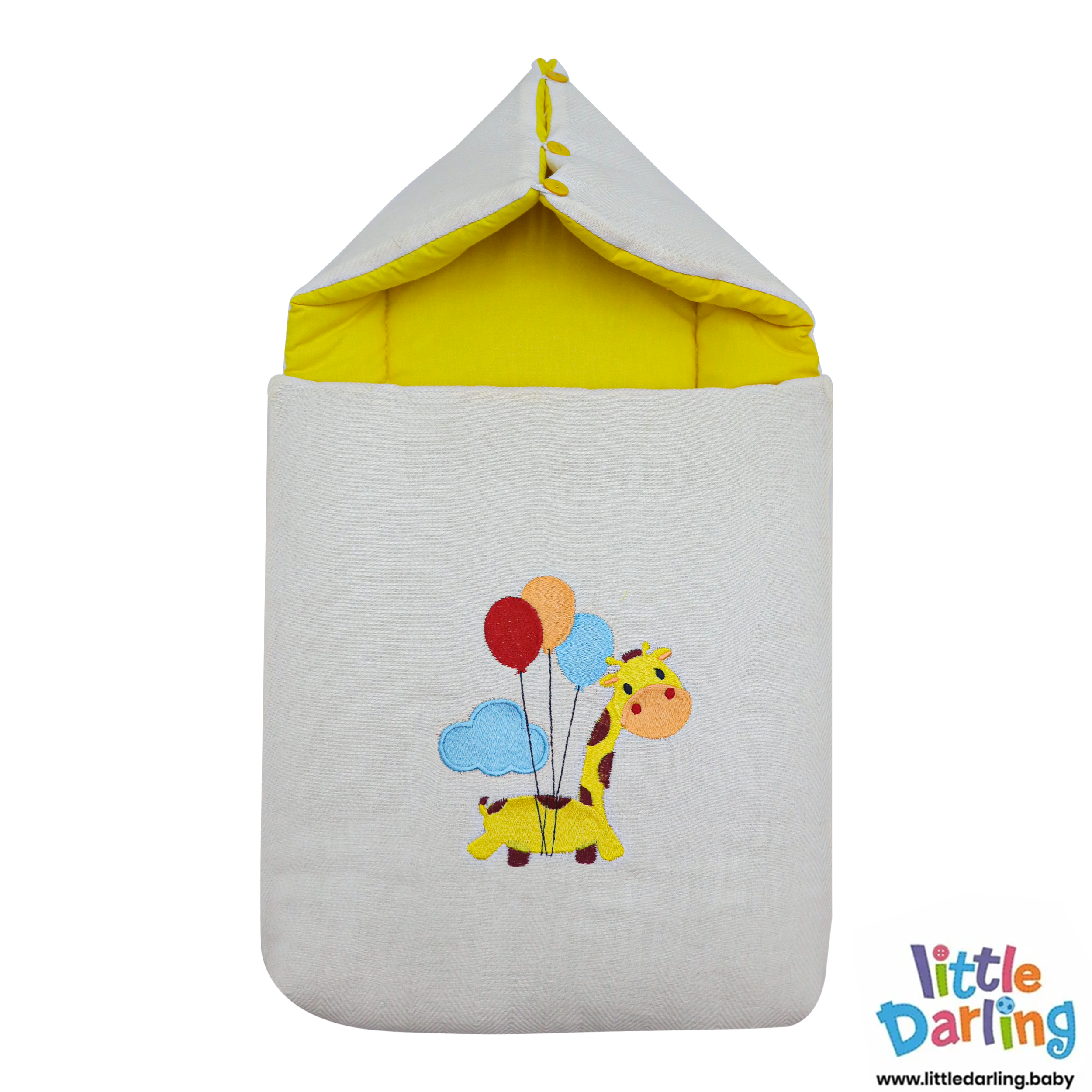 Baby Hooded Carry nest Giraffe & Balloon Embroidery by Little Darling