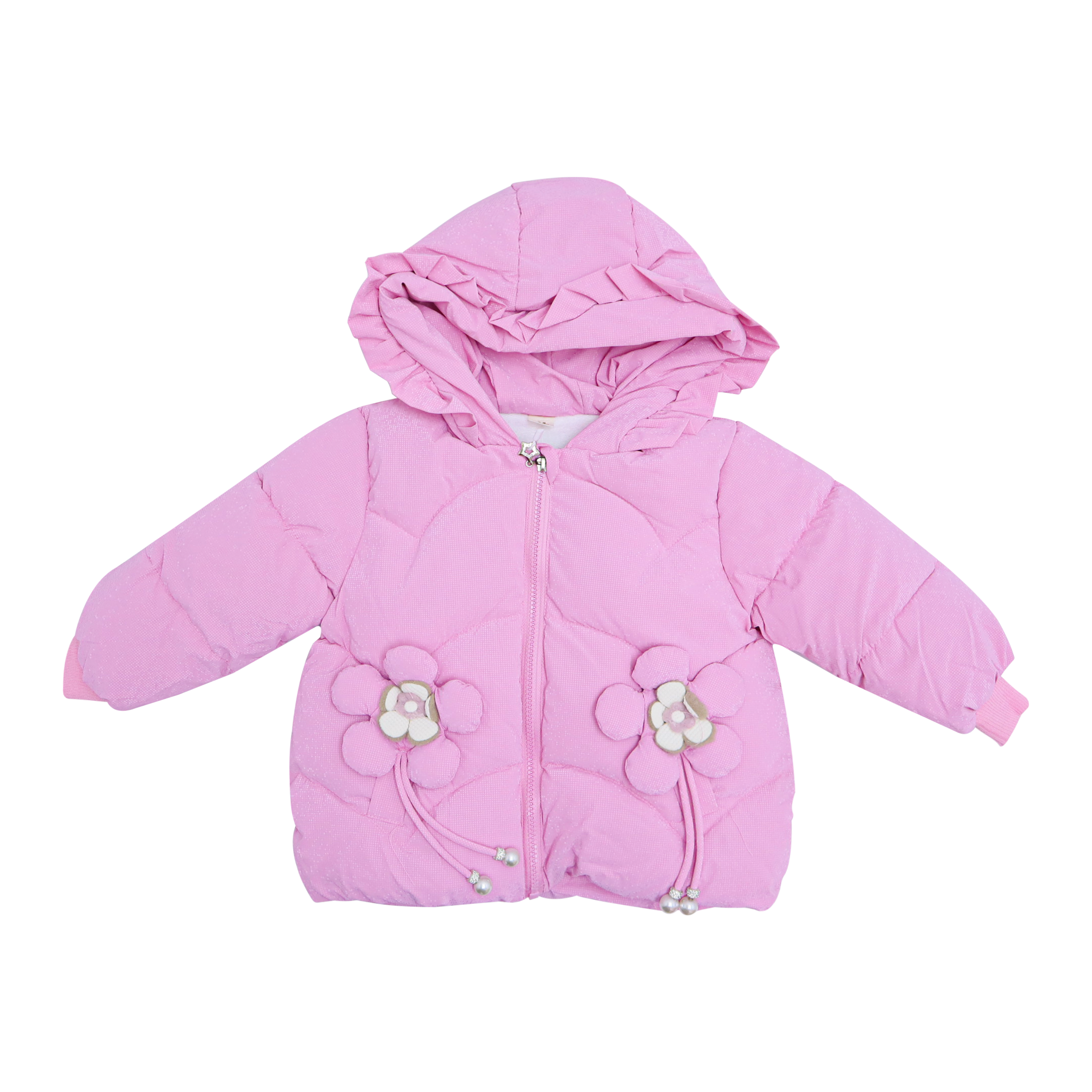 Baby Hooded Puffer Jacket Flower Patch by