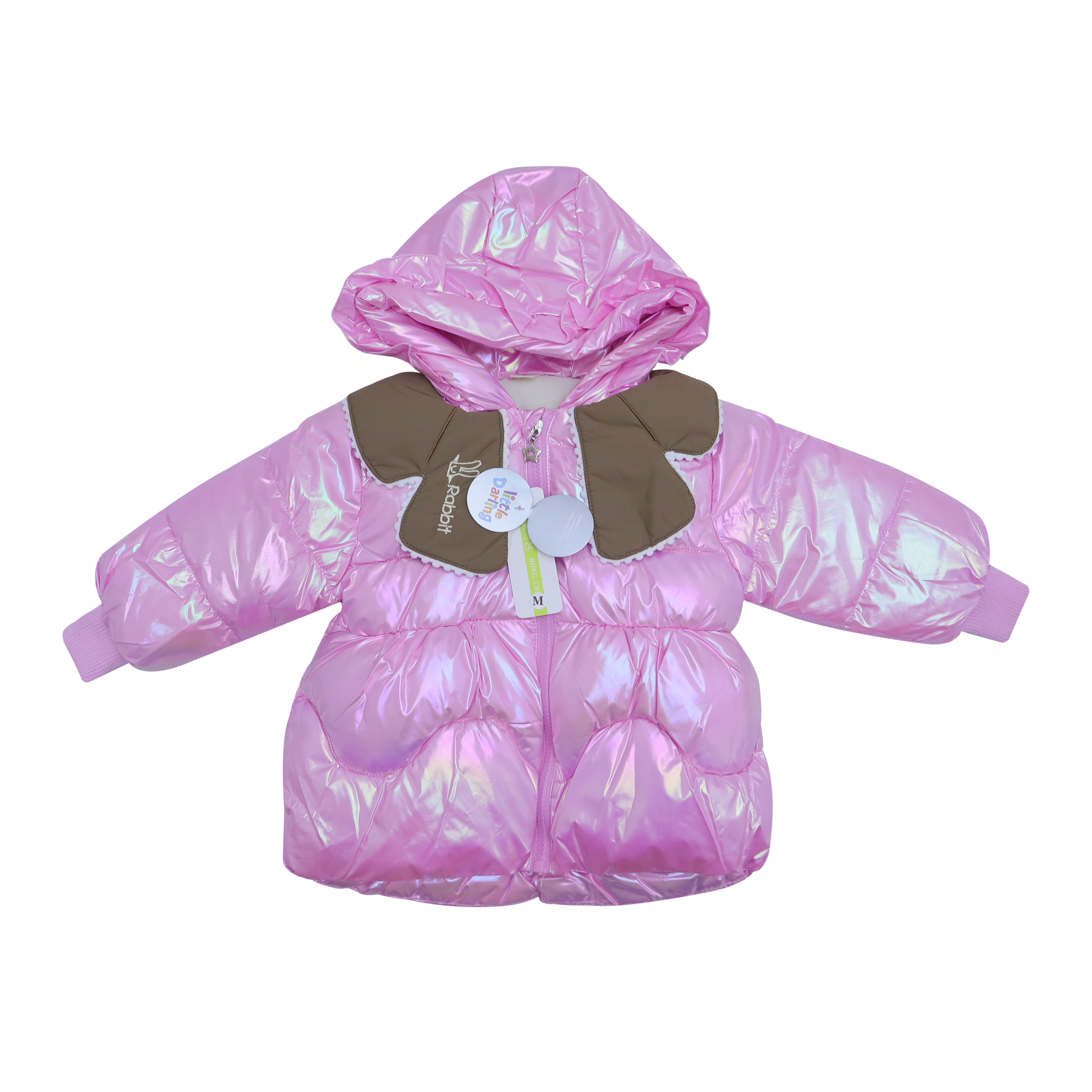 Baby Shiny Pink Hooded Winter Jacket