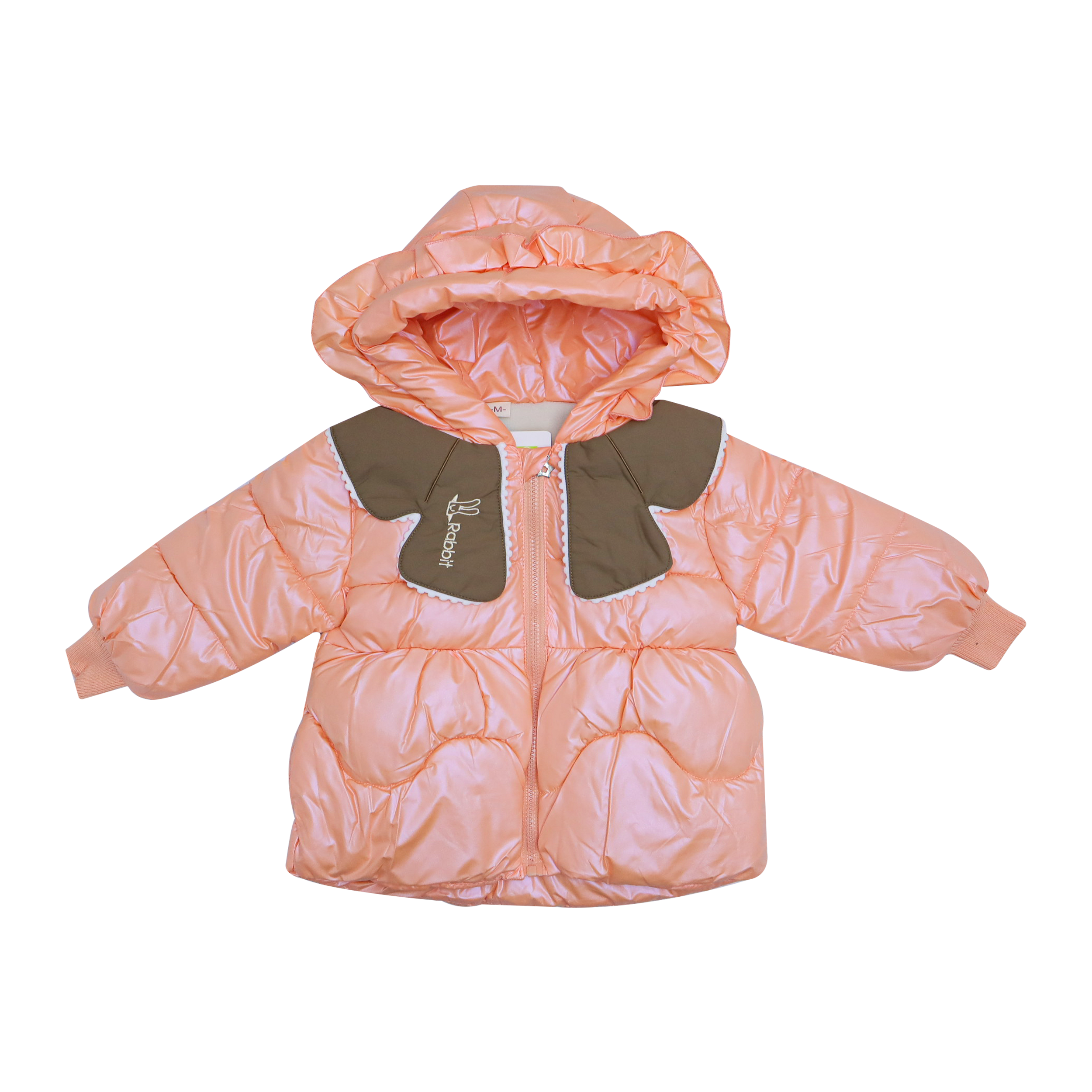 Baby Shiny Peach Hooded Winter Jacket