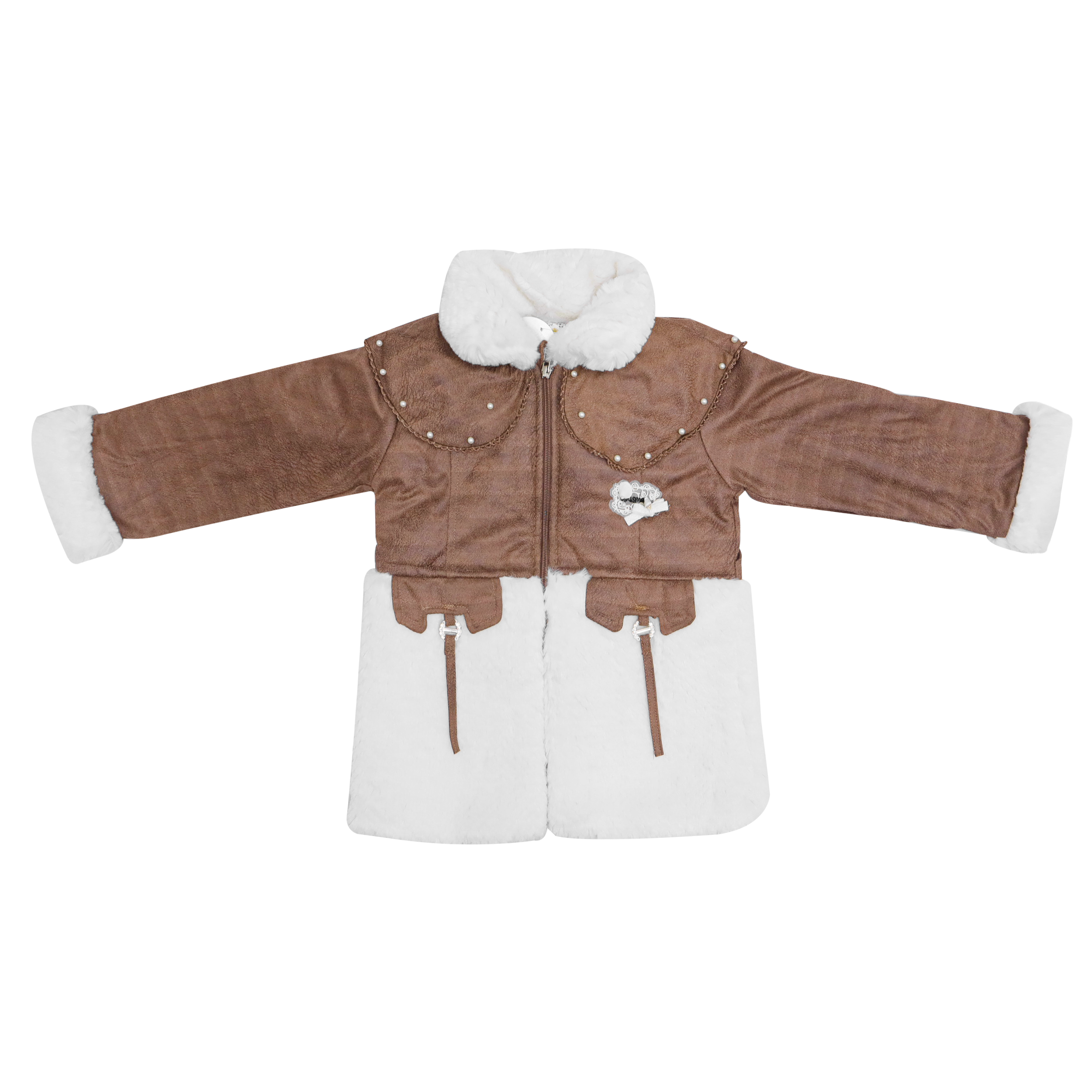 Girls Winter Coat with Faux Fur Trim