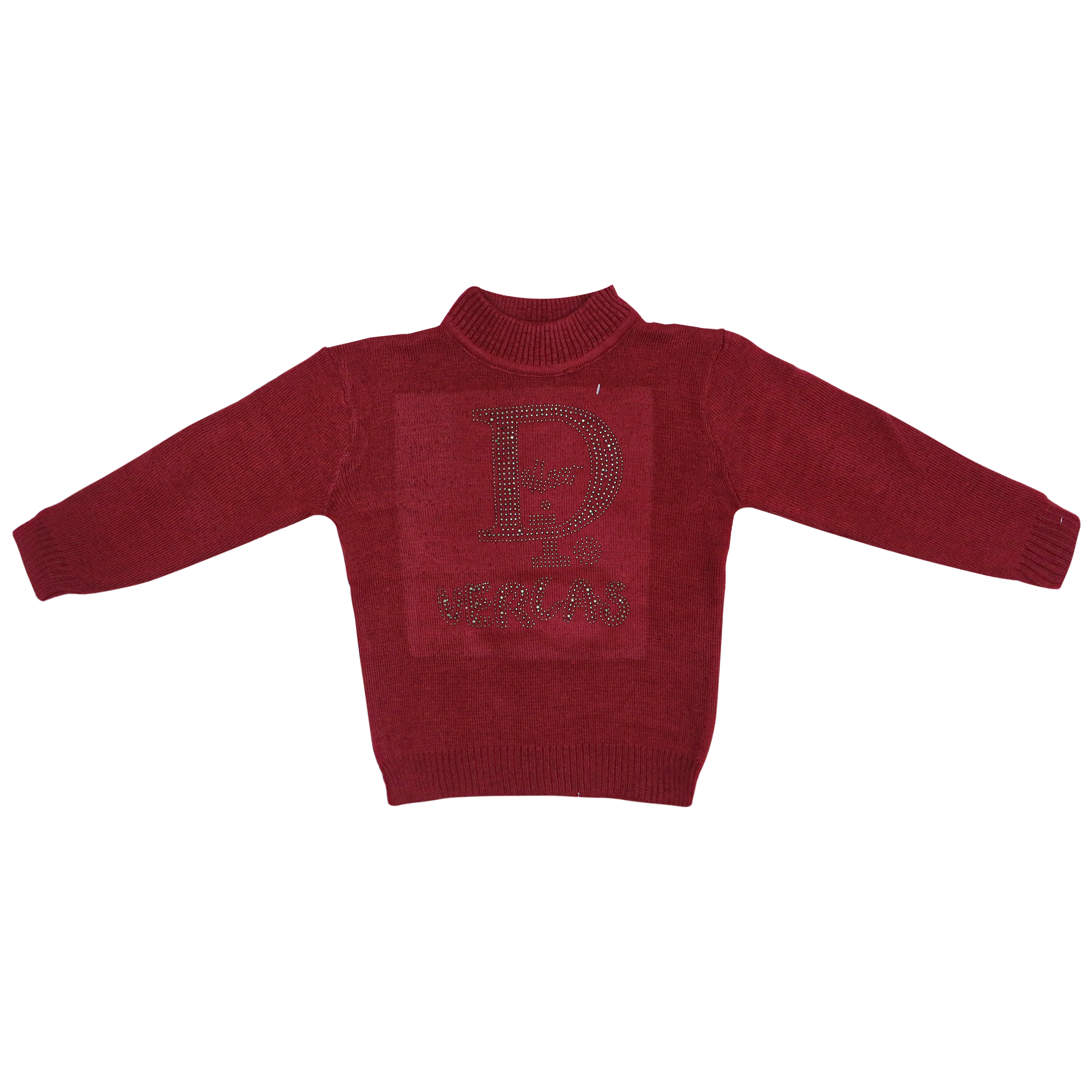 Girls Maroon Knitted Winter Sweater