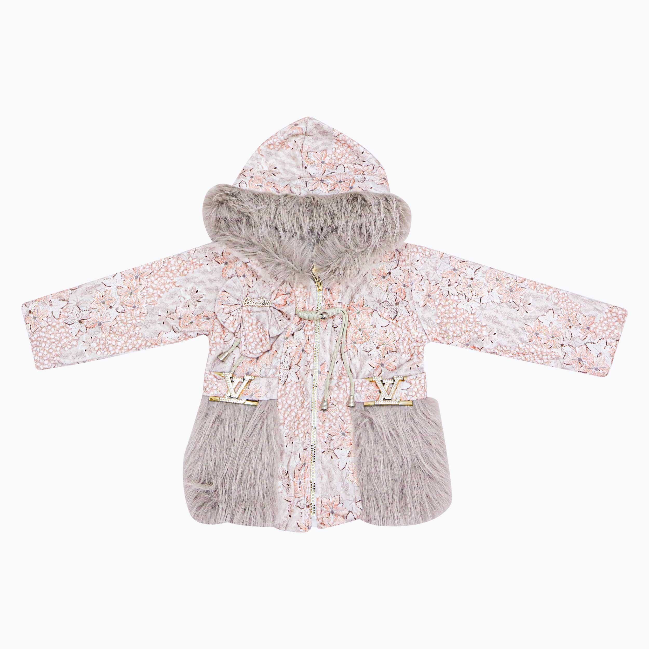 Girls Floral Winter Suit with Fur