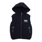 Kids Fur & Hooded Sleeveless Jacket Black