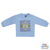 Kids Printed Sweatshirt & Jogger Set Sky Blue & Navy