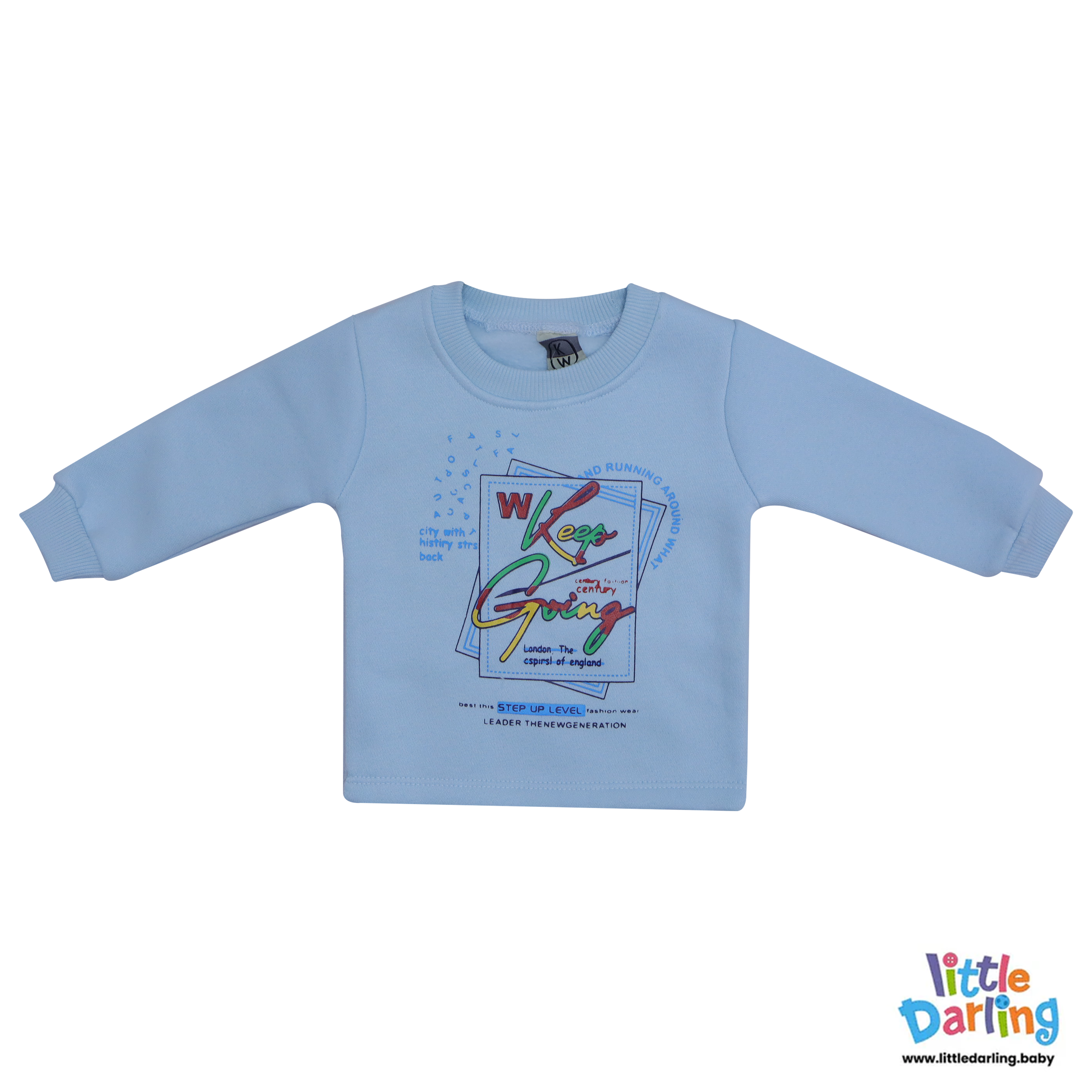 Kids Printed Sweatshirt & Jogger Set Sky Blue & Navy