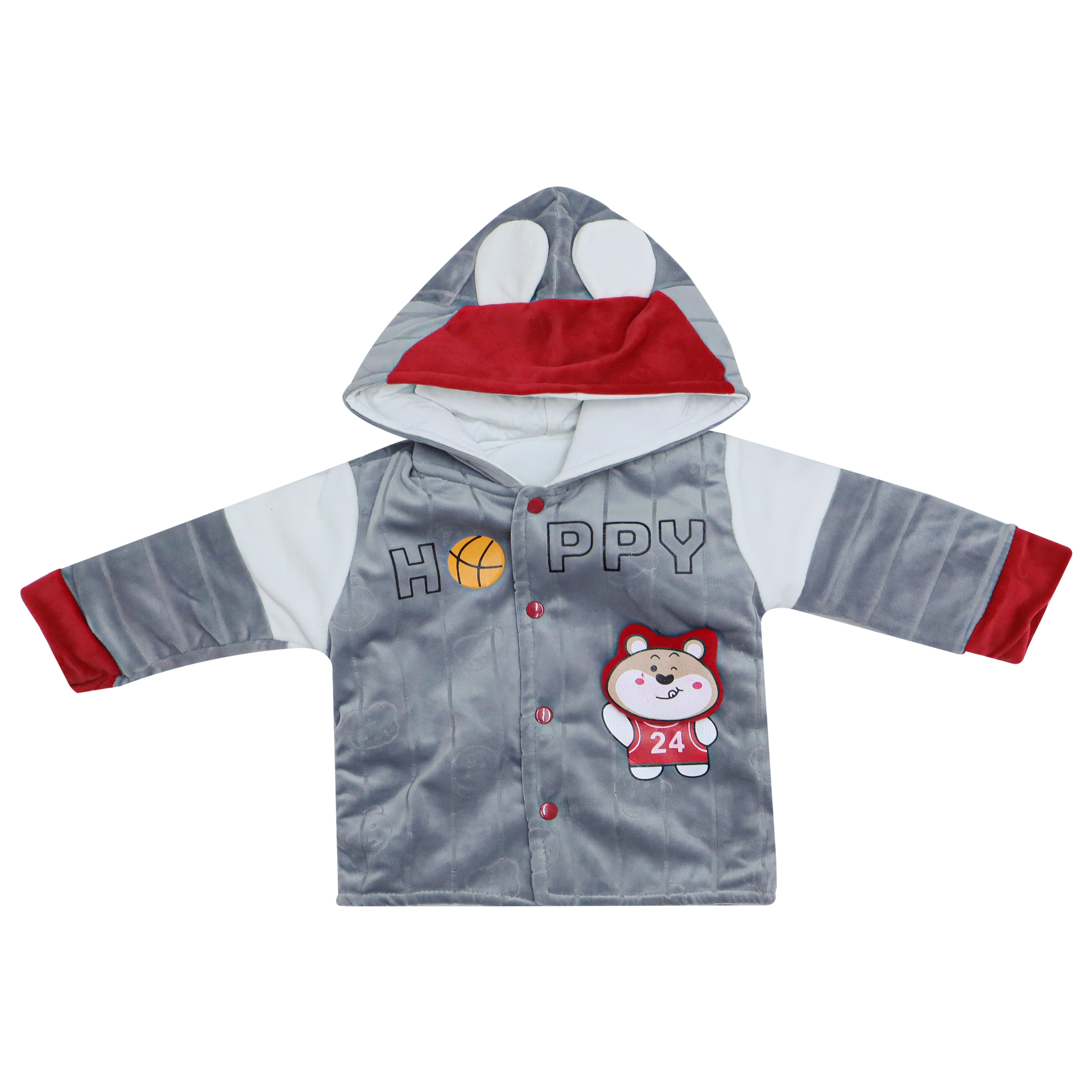 Baby Happy Bear Embossed Velvet Hoodie by Trendz
