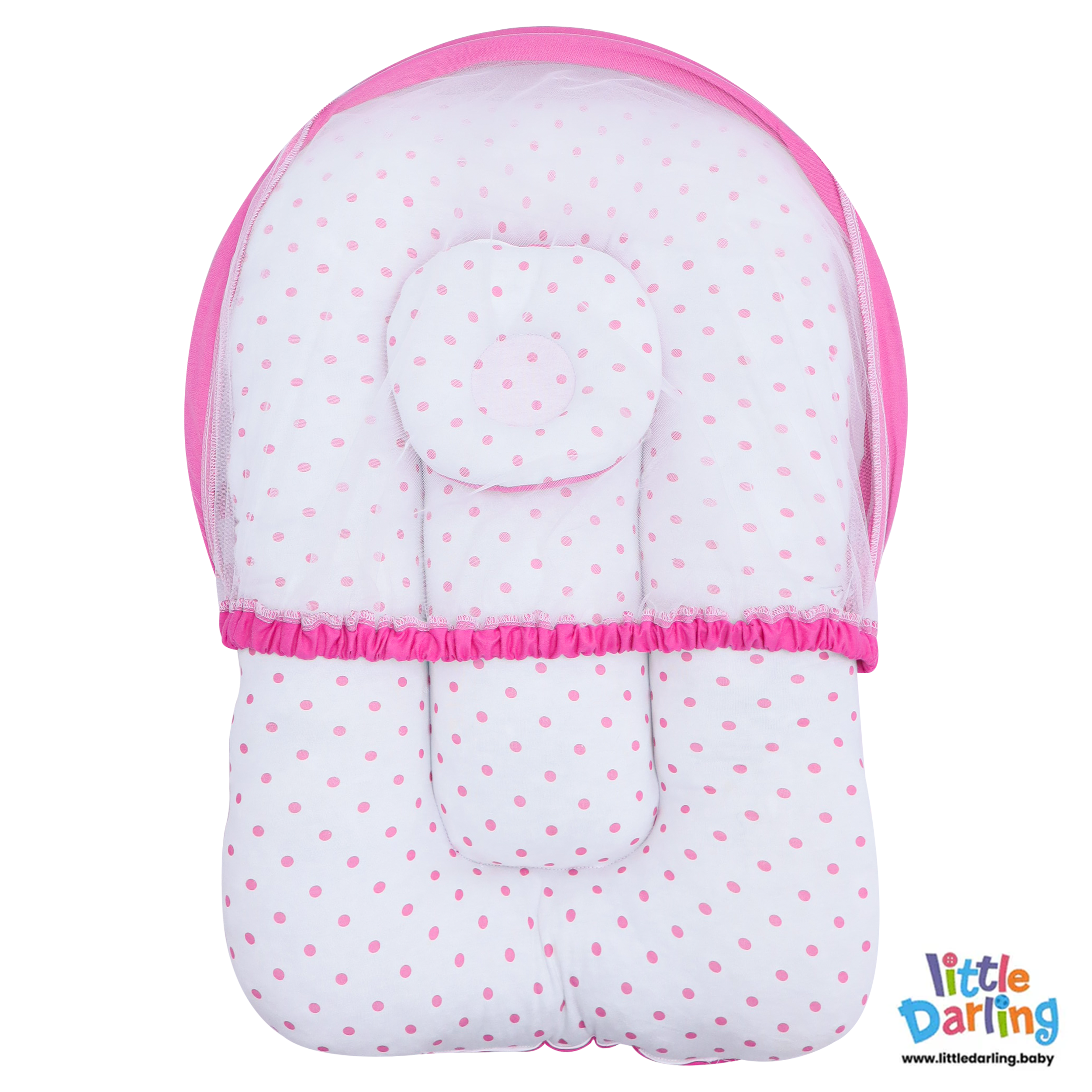 Baby Net Gadda Set 2 Pcs Pink Polka Dot Print by Little Darling