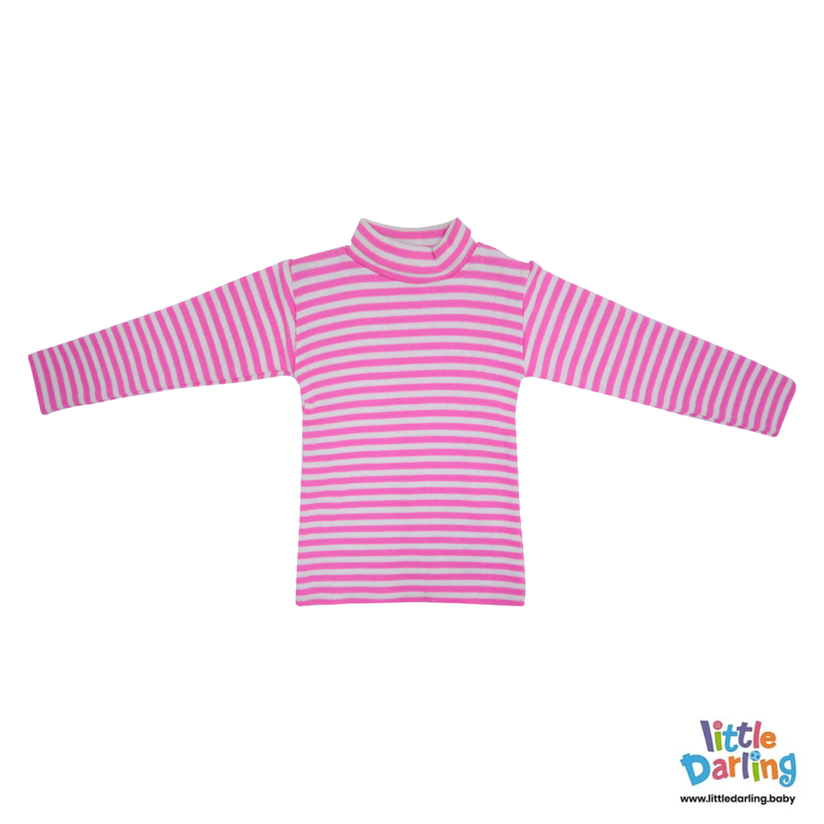 Baby High Neck Pink Striped | Little Darling Price in Pakistan