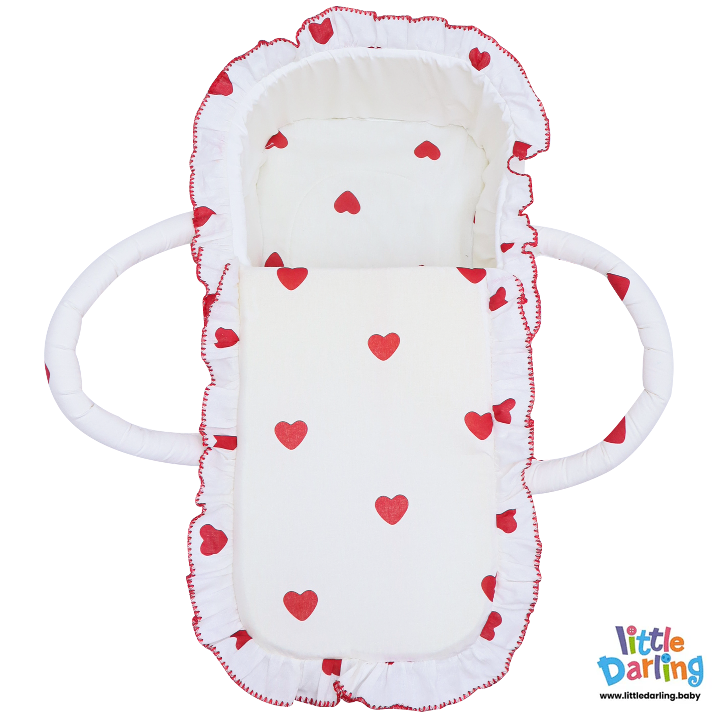 Infant Moses Basket Heart Print by Little Darling