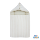 Baby Hooded Carry nest Beige Stitch Line Print | Little Darling