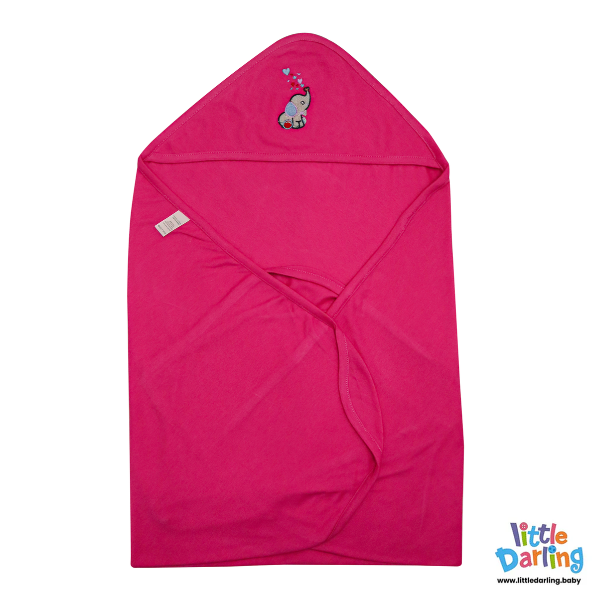 Baby Hooded Wrapping Sheet Elephant Embroidery | Little Darling Price in Pakistan