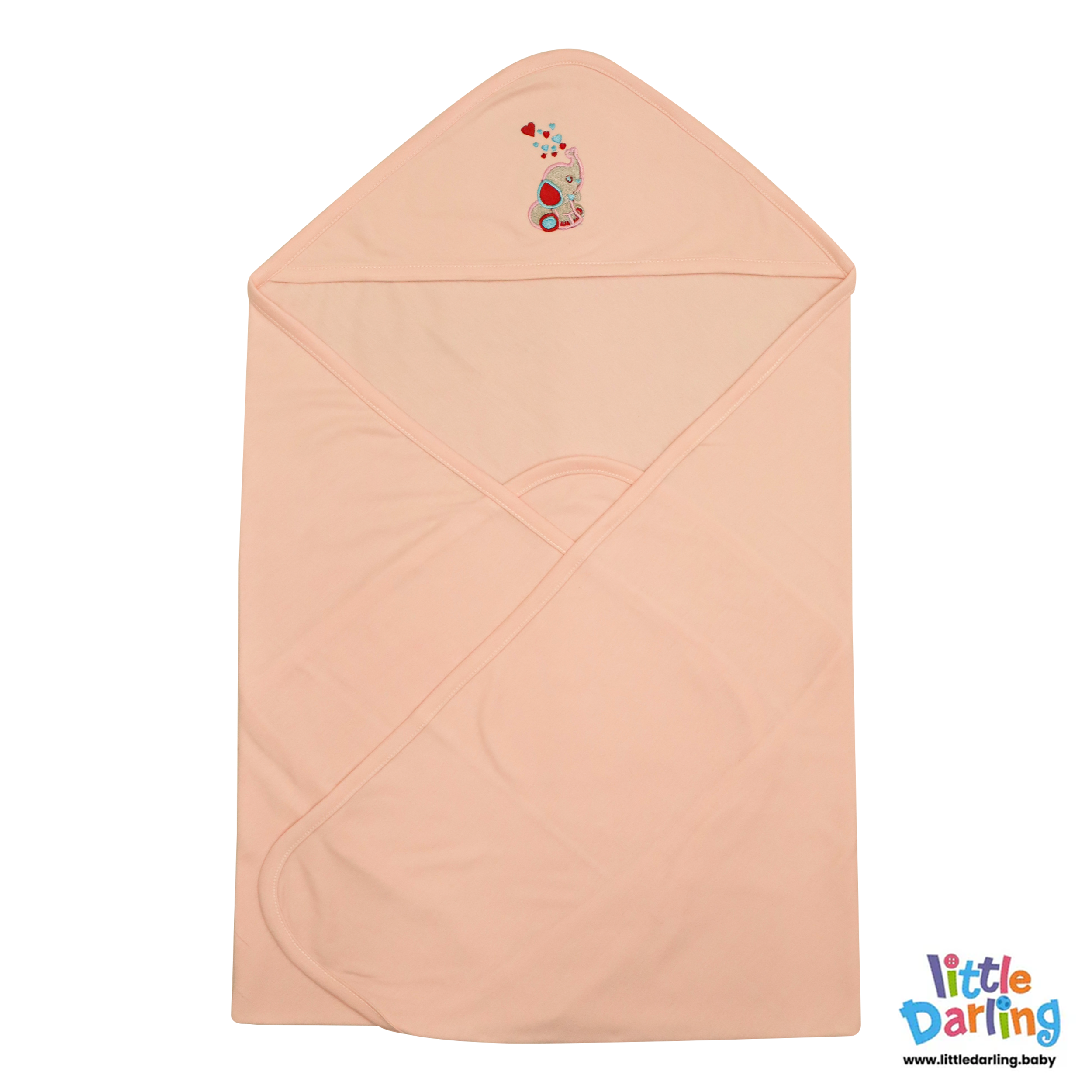 Baby Hooded Wrapping Sheet Cute Elephant Embroidery by Little Darling