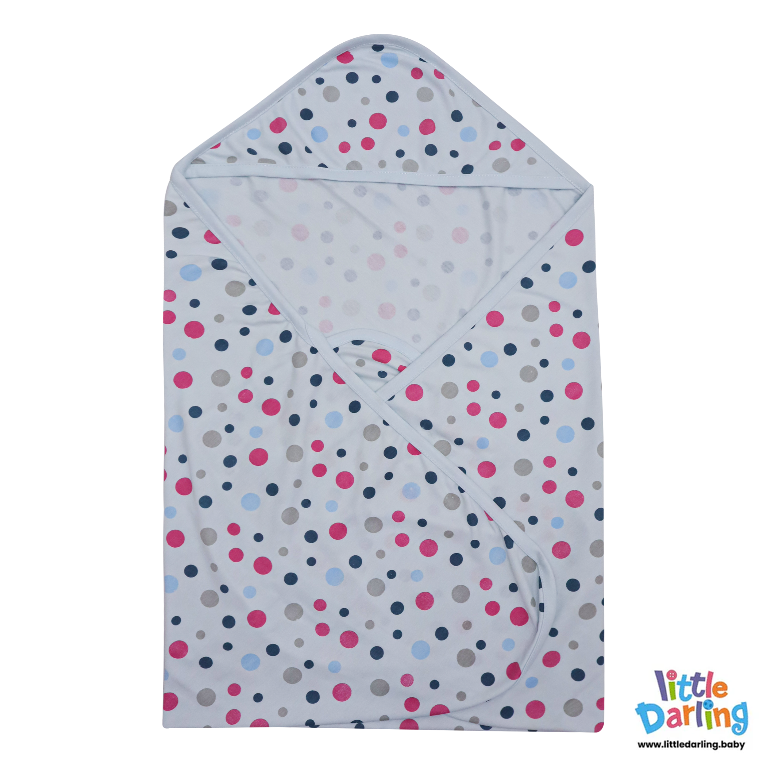 Baby Hooded Wrapping Sheet Polka Dots Print by Little Darling
